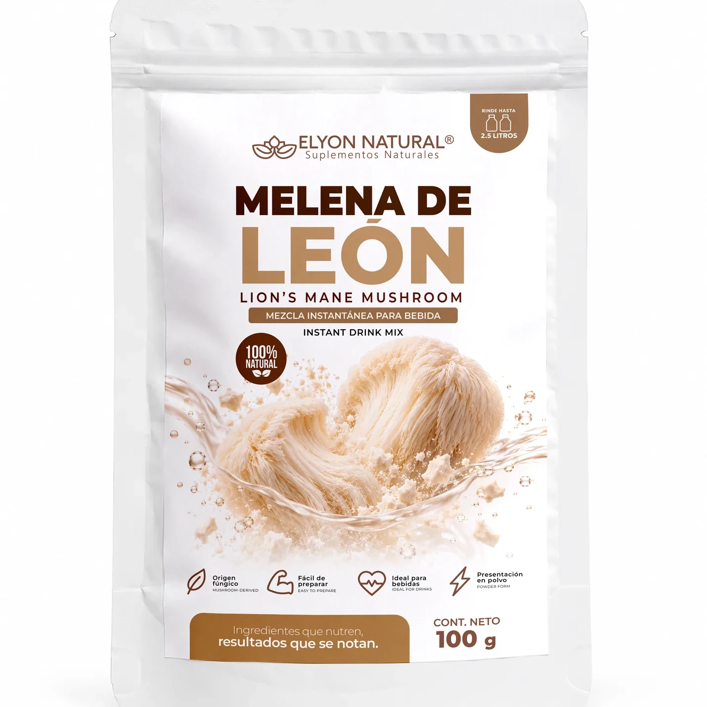 Sobre de Melena de León en Polvo 100g | Concentración y Bienestar Digestivo, imagen 1