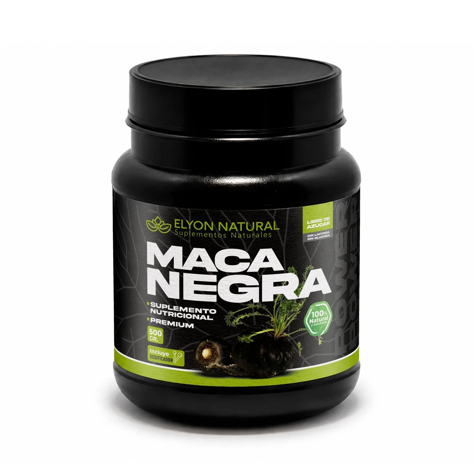 Maca Negra Pura 100% Premium 500g (Con Dosificador) | Elyon Natural, imagen 1