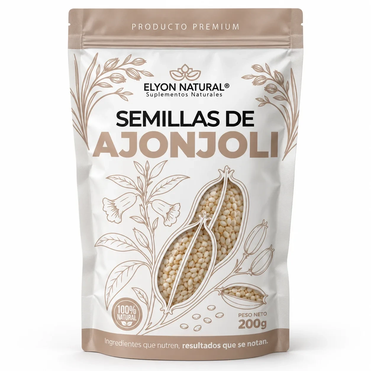 Semillas de Ajonjolí (Sésamo) – Ricas en Calcio y Magnesio. Para Ensaladas y Recetas Veganas (200g), imagen 1