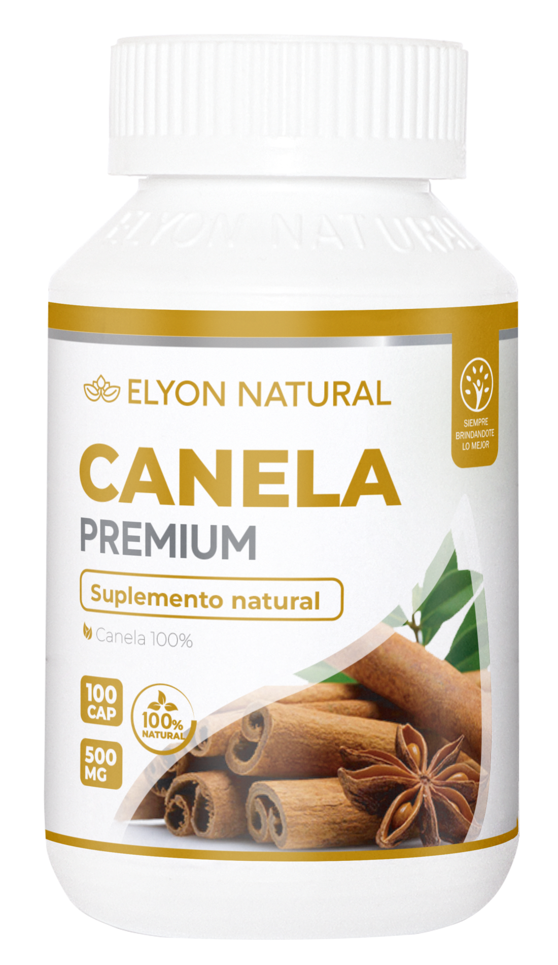 CANELA -CAP MOCKUP Canela Premium en Cápsulas x 100 | Suplemento Natural para Controlar la Glucosa y Mejorar el Metabolismo - Imagen 1