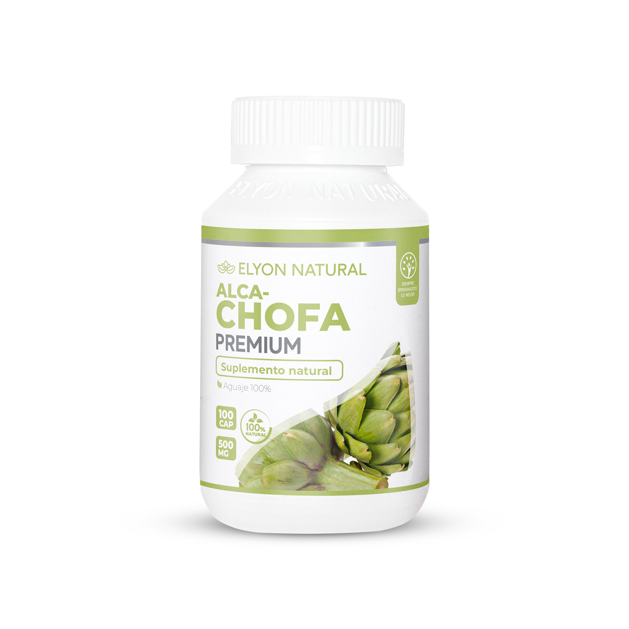 frasco de capsulas de alcachofa de 100 unds Cápsulas de alcachofa premium Elyon Natural