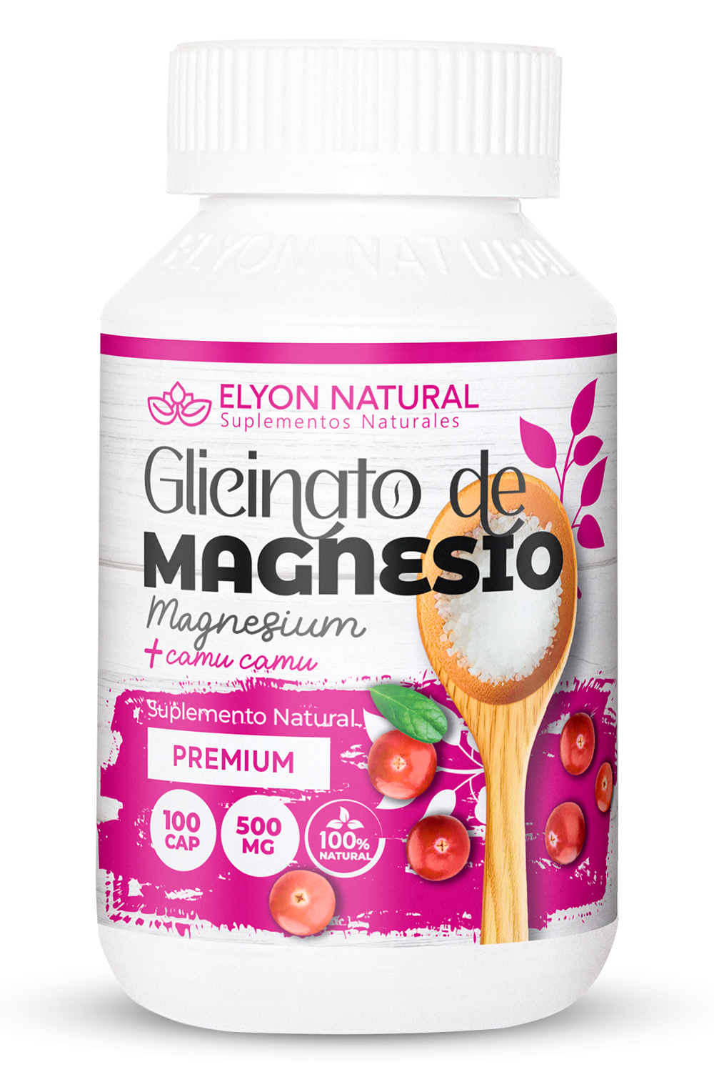 glicinato-de-magnseio Glicinato de Magnesio + Camu Camu – Alta Absorción, Relajación y Energía Natural (100 cápsulas) - Imagen 1