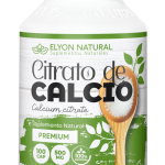 Frasco de Citrato de Calcio Premium Elyon Natural con 100 cápsulas para fortalecer huesos y prevenir la osteoporosis.
