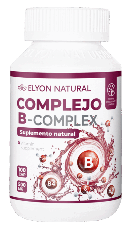 Frasco de Complejo B – Complex Elyon Natural con 100 cápsulas para energía, metabolismo y sistema nervioso.