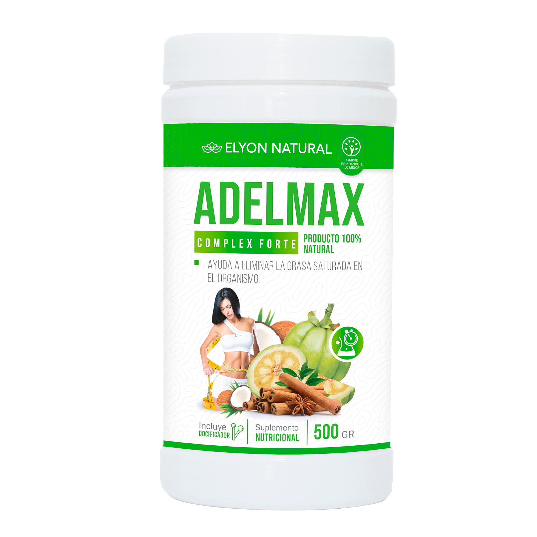 adelmax Adelmax Polvo (500g): Quemador de Grasa y Saciante Natural | Garcinia, Té Verde, Caigua y Fibra. - Imagen 1