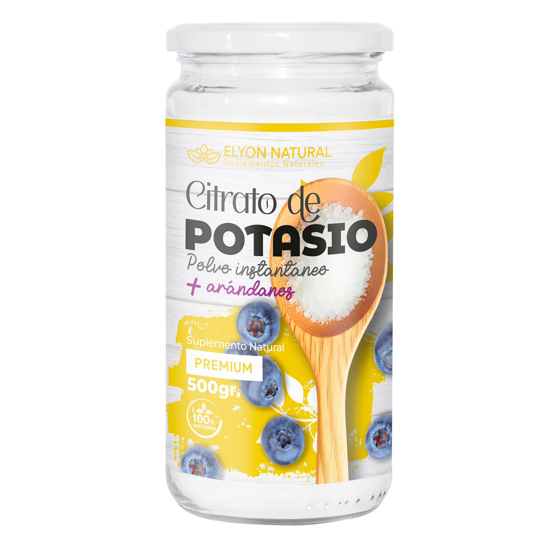 citrato de potasio 1kilo Citrato de Potasio y Arándano Polvo 500g: Protección Renal, Anticalambres y Salud Urinaria. - Imagen 1