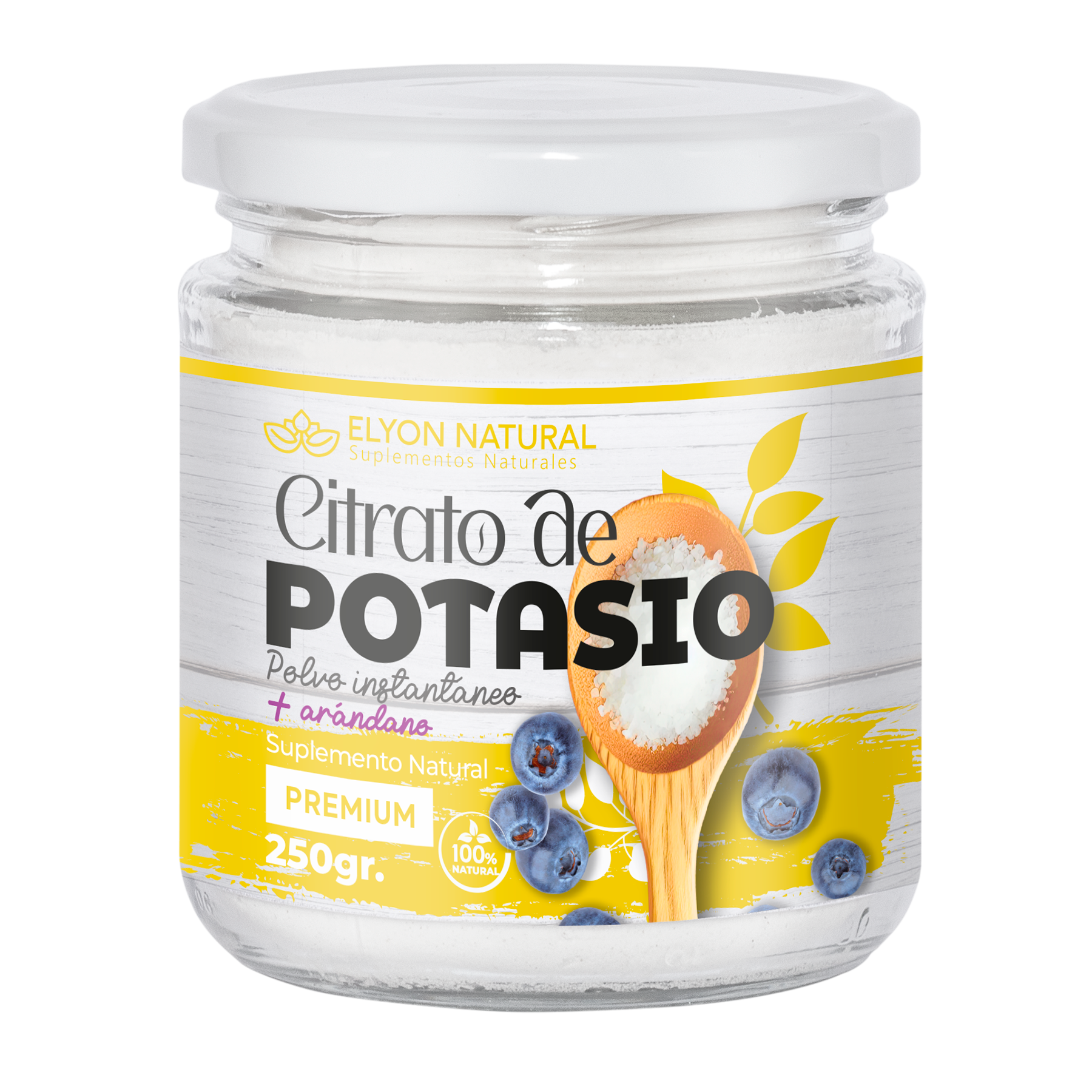 citrato de potasio 250g Citrato de Potasio y Arándano Polvo 250g: Protección Renal, Anticalambres y Salud Urinaria. - Imagen 1