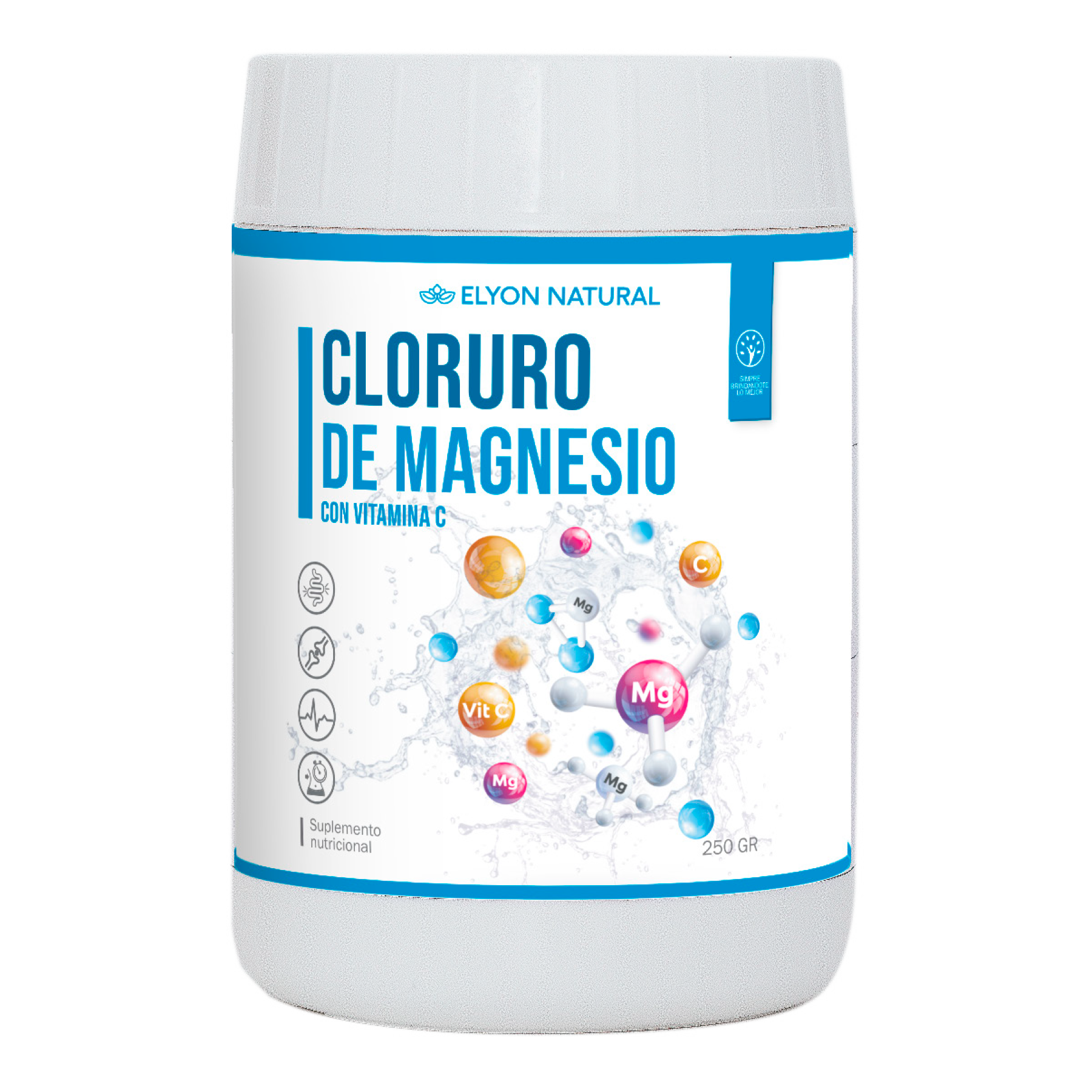 cloruro de magnesio 250g Cloruro de Magnesio y Vitamina C Polvo 250g: Vitalidad, Huesos Fuertes e Inmunidad. - Imagen 1