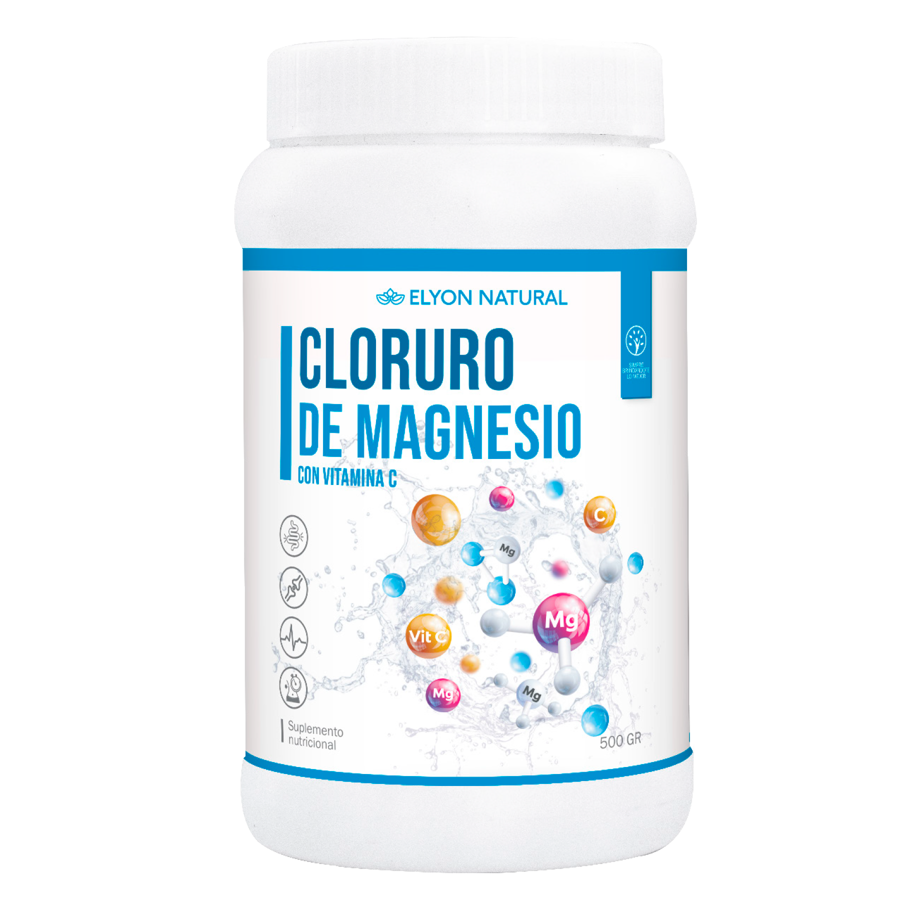 cloruro de magnesio 500g Cloruro de Magnesio y Vitamina C Polvo 500g: Vitalidad, Huesos Fuertes e Inmunidad. - Imagen 1