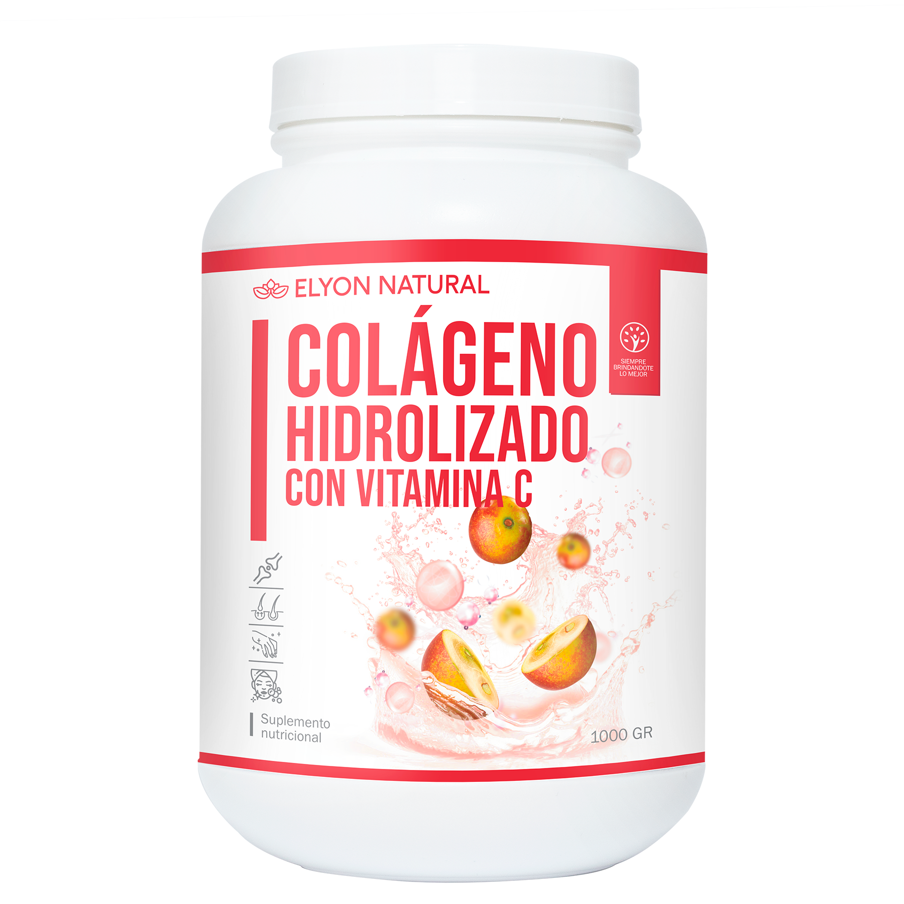 colageno hidrolizado + camu camu frasco 1kg colágeno hidrolizado camu camu Elyon Natural 1kg