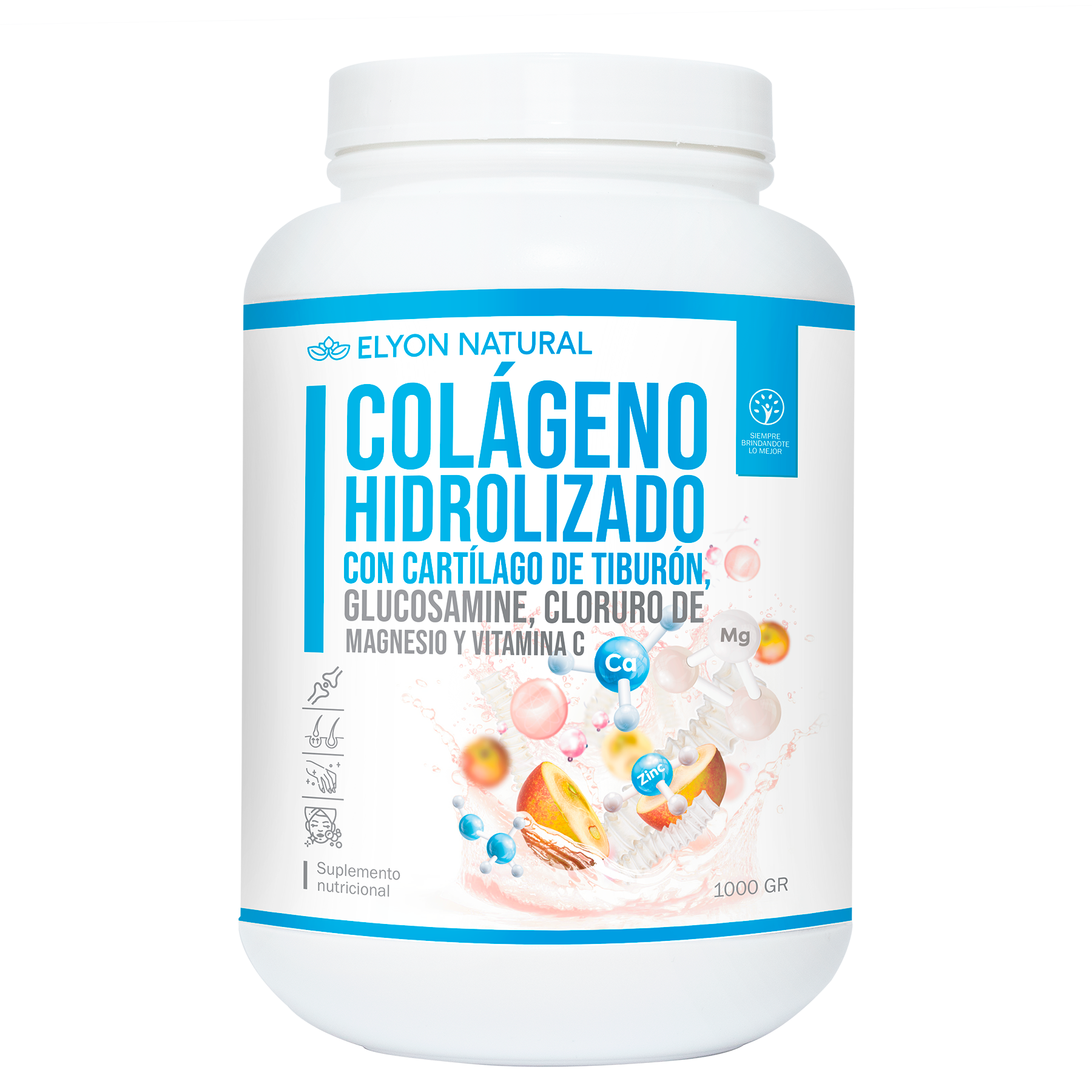colágeno hidrolizado cartílago de tiburón glucosamina magnesio vitamina C Elyon Natural 1kg colágeno hidrolizado cartílago de tiburón glucosamina magnesio vitamina C Elyon Natural 1kg