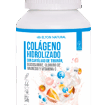 Frasco de Colágeno Hidrolizado Elyon Natural con cartílago de tiburón, glucosamina, magnesio y vitamina C para articulaciones fuertes y flexibles.