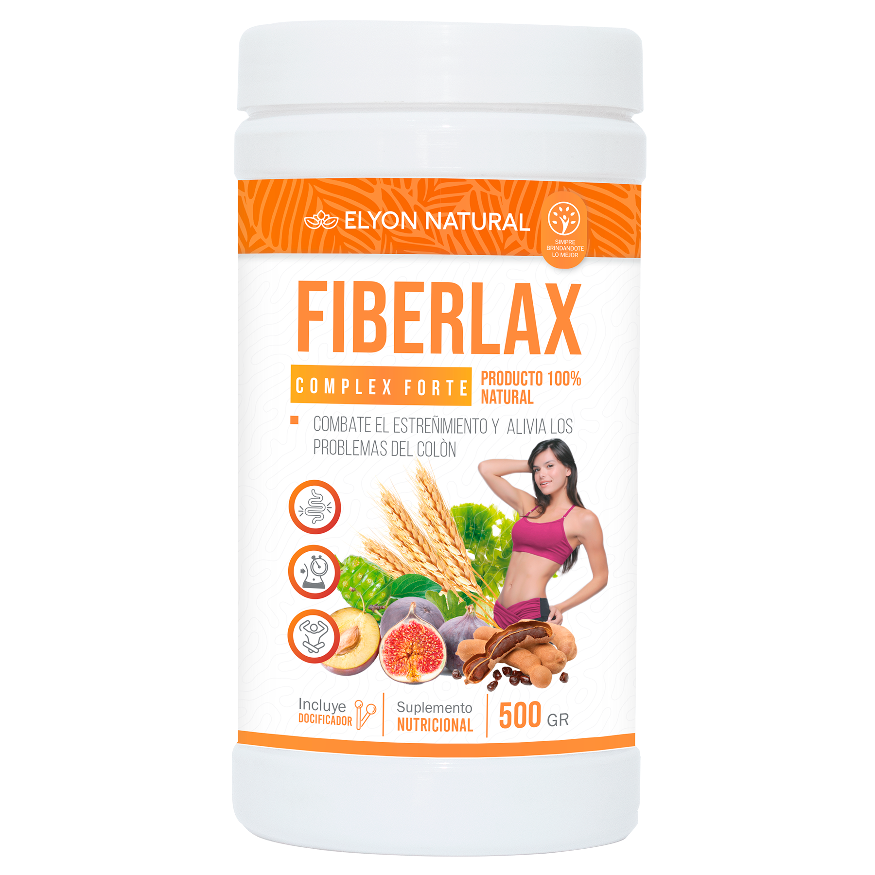 fiberlax complex forte 500g Fiberlax Complex Forte – Higo, Pitahaya, Tamarindo, Salvado de Trigo, Flor de Jamaica, Noni y Kelp – Frasco 500g | Elyon Natural