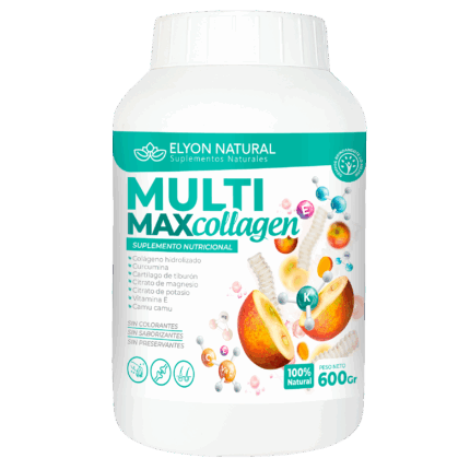 Multi Collagen – Colágeno Hidrolizado con Curcumina, Cartílago de Tiburón, Magnesio, Potasio, Vitamina E y Camu Camu – Frasco 600g | Elyon Natural