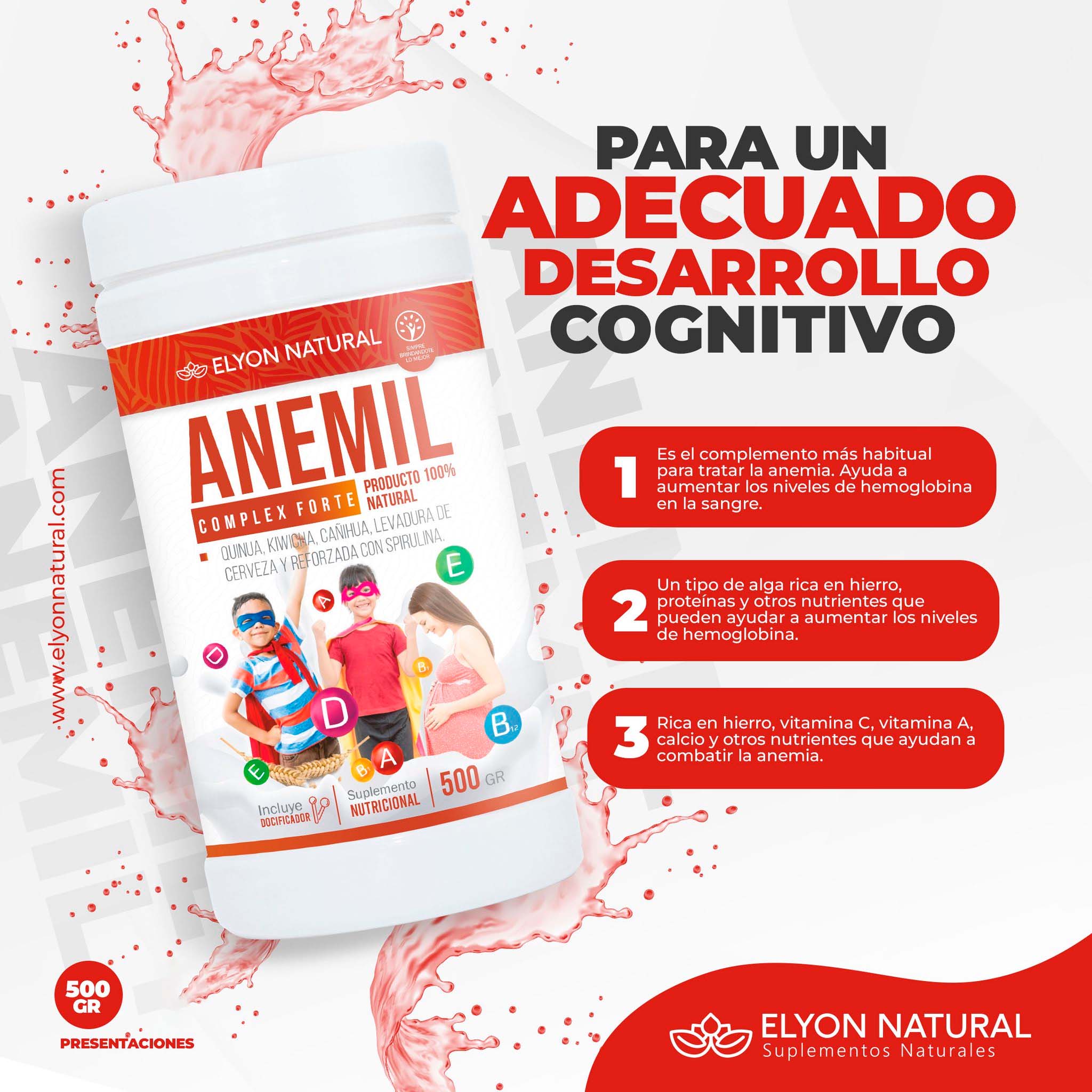 post anemil Anemil (500g): Polvo Antianémico con Espirulina, Quinua, Kiwicha y Levadura de Cerveza - Imagen 2