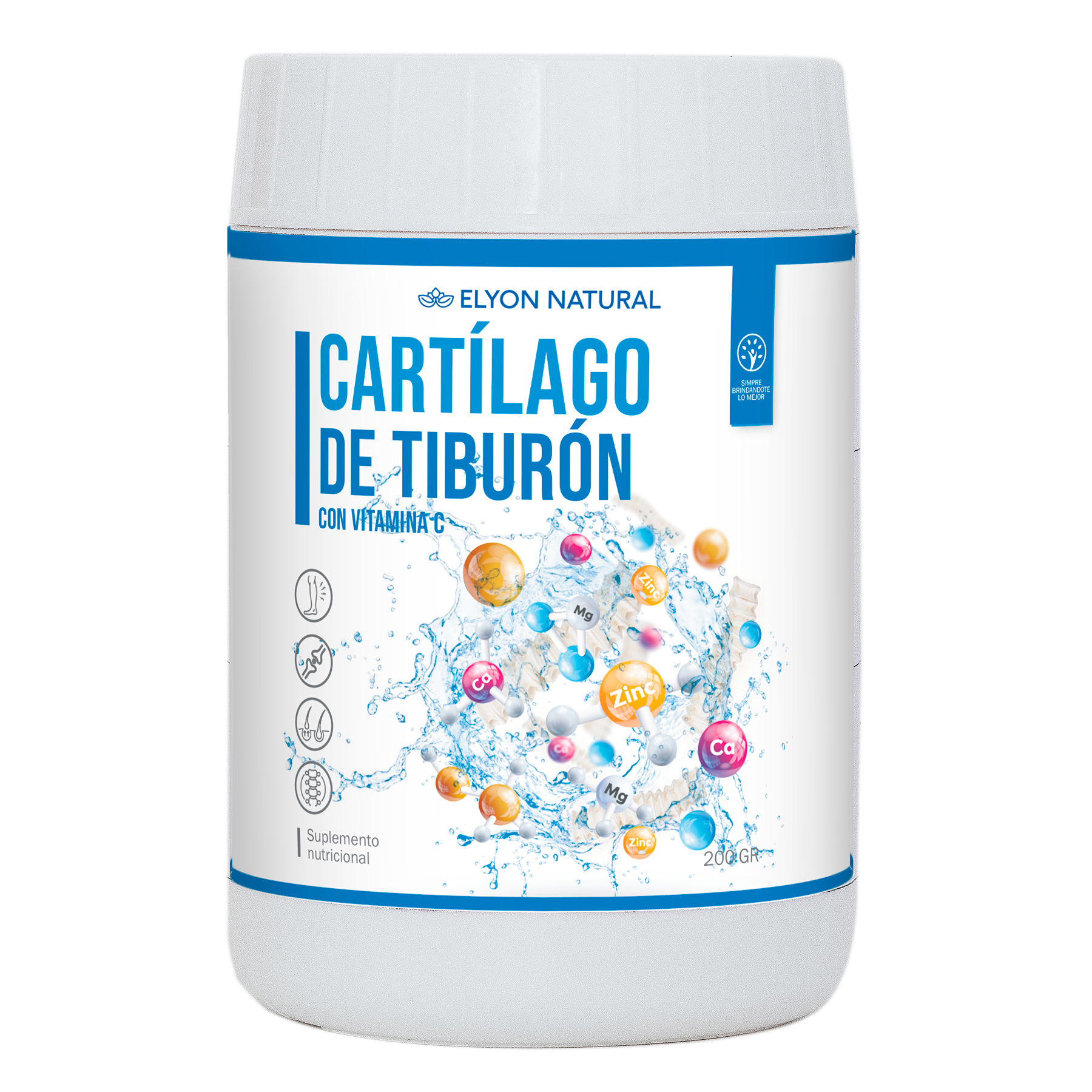pote de catilago 200g Cartílago de Tiburón en Polvo 200g + Vitamina C: Refuerzo Articular, Analgésico Natural y Sistema Inmune Potente. - Imagen 1