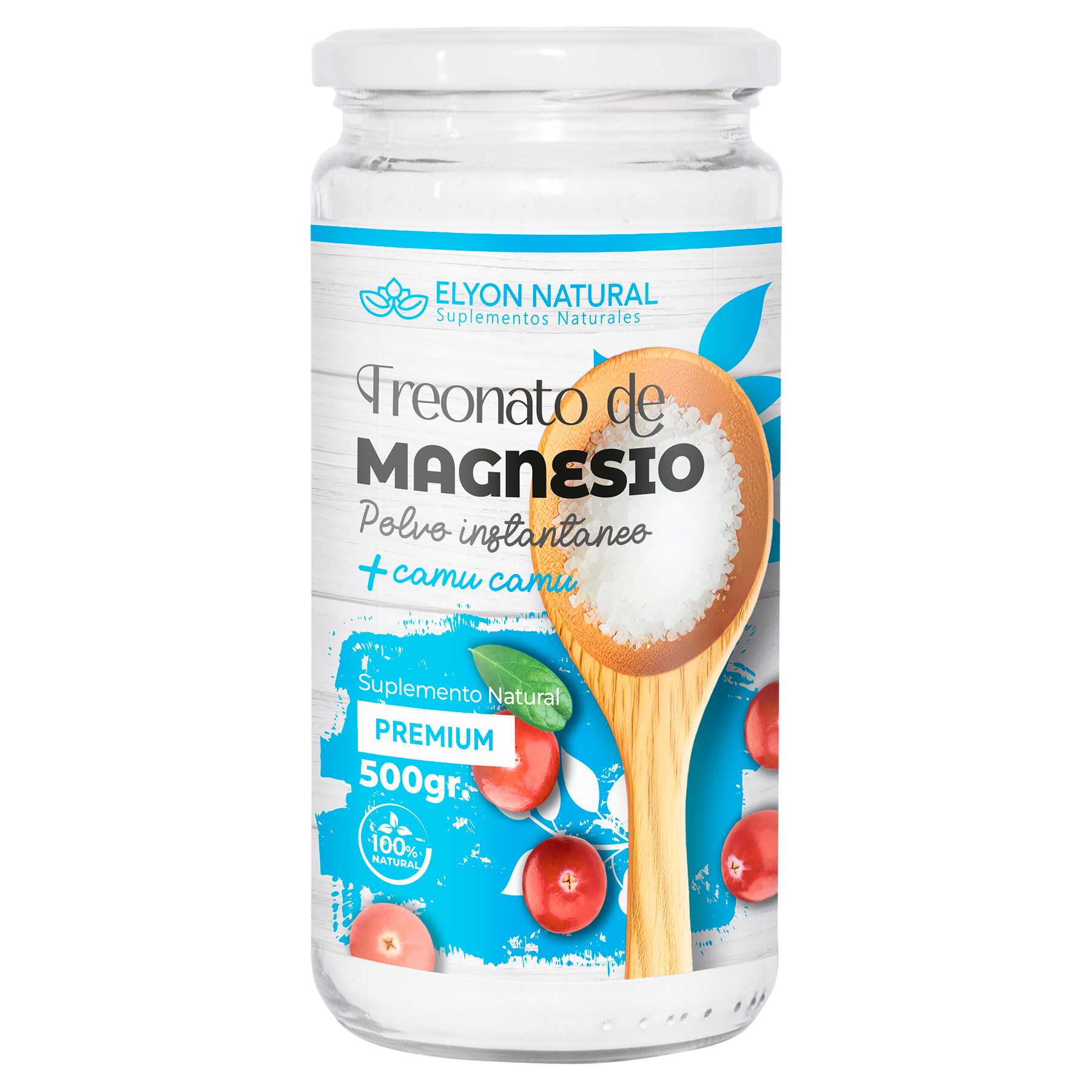 treonato de magnesio polvo instantáneo + camu camu Treonato de Magnesio + Camu Camu 500g – Elyon Natural - Imagen 1