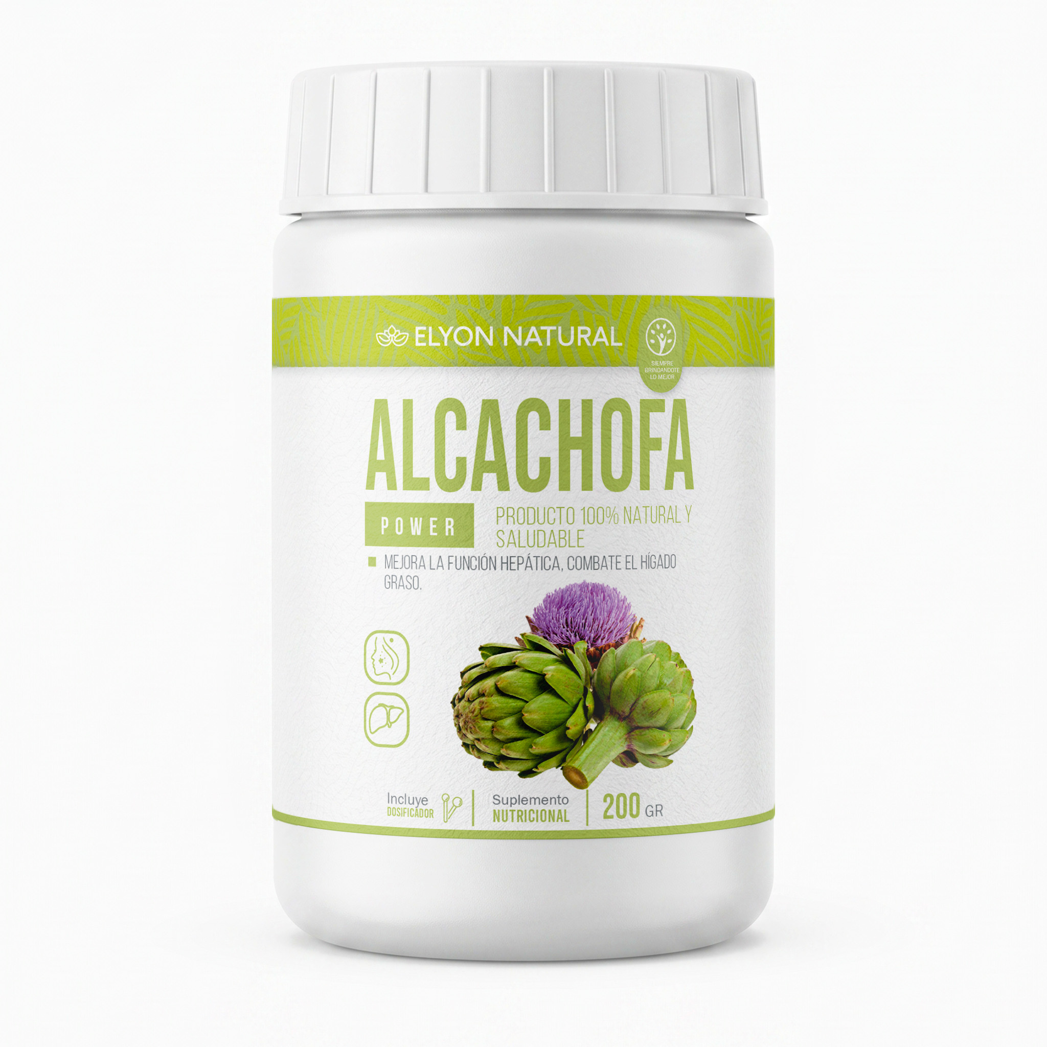 Frasco de Alcachofa Power 200g Elyon Natural suplemento para higado graso Alcachofa Power 200g Polvo Soluble – Protector Hepático Natural para Hígado Graso | Elyon Natural - Imagen 1