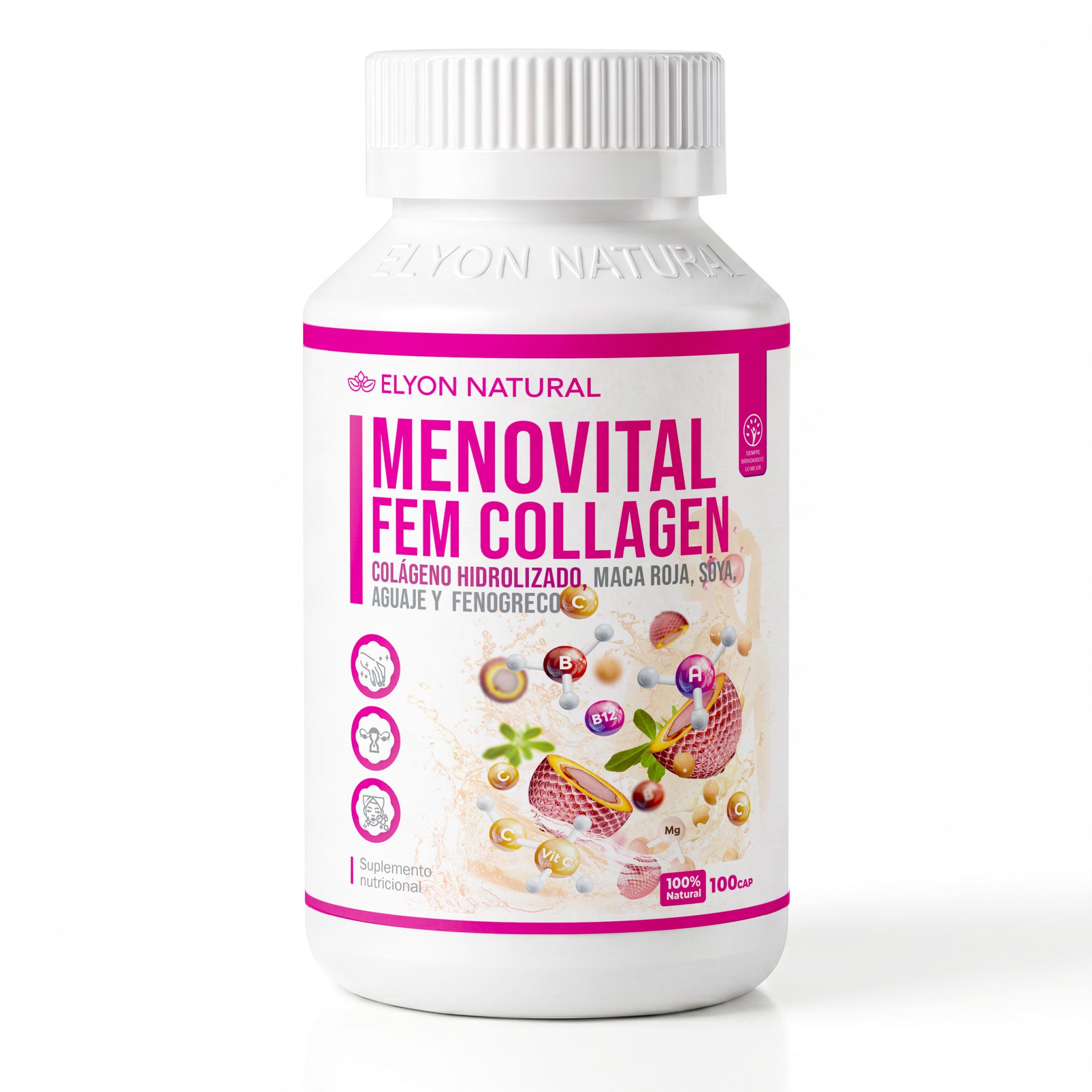 cápsula menovital fem collagen Menovital Fem Collagen | Alivio Natural Menopausia y Sofocos | 100 Cápsulas - Imagen 1