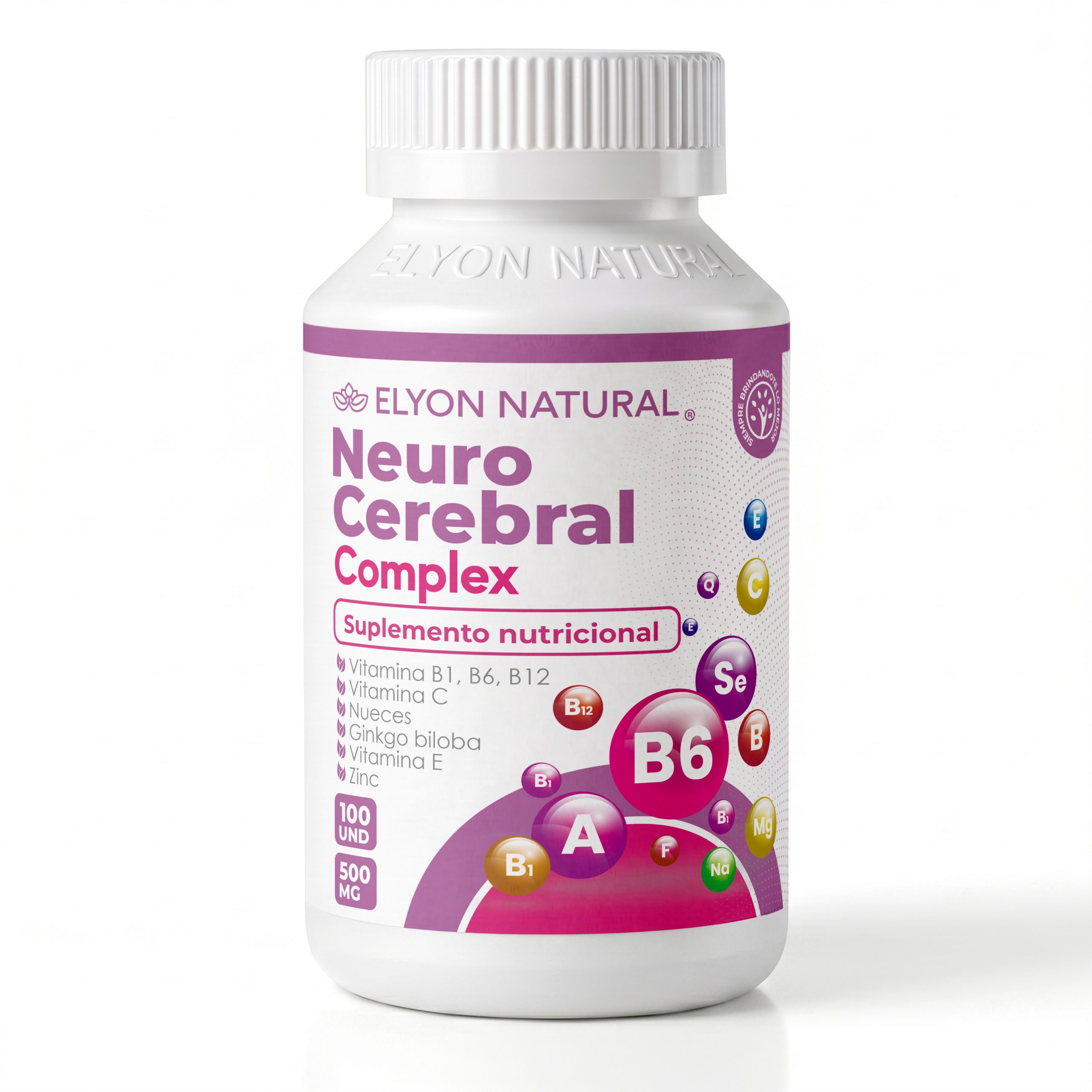 capsula neuro cereral complex Neuro Cerebral Complex | Concentración, Memoria y Energía Mental | Elyon Natural x 100 cápsulas - Imagen 1