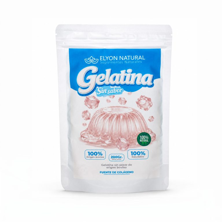 Gelatina sin sabor Elyon Natural de origen bovino, presentación de 200 g