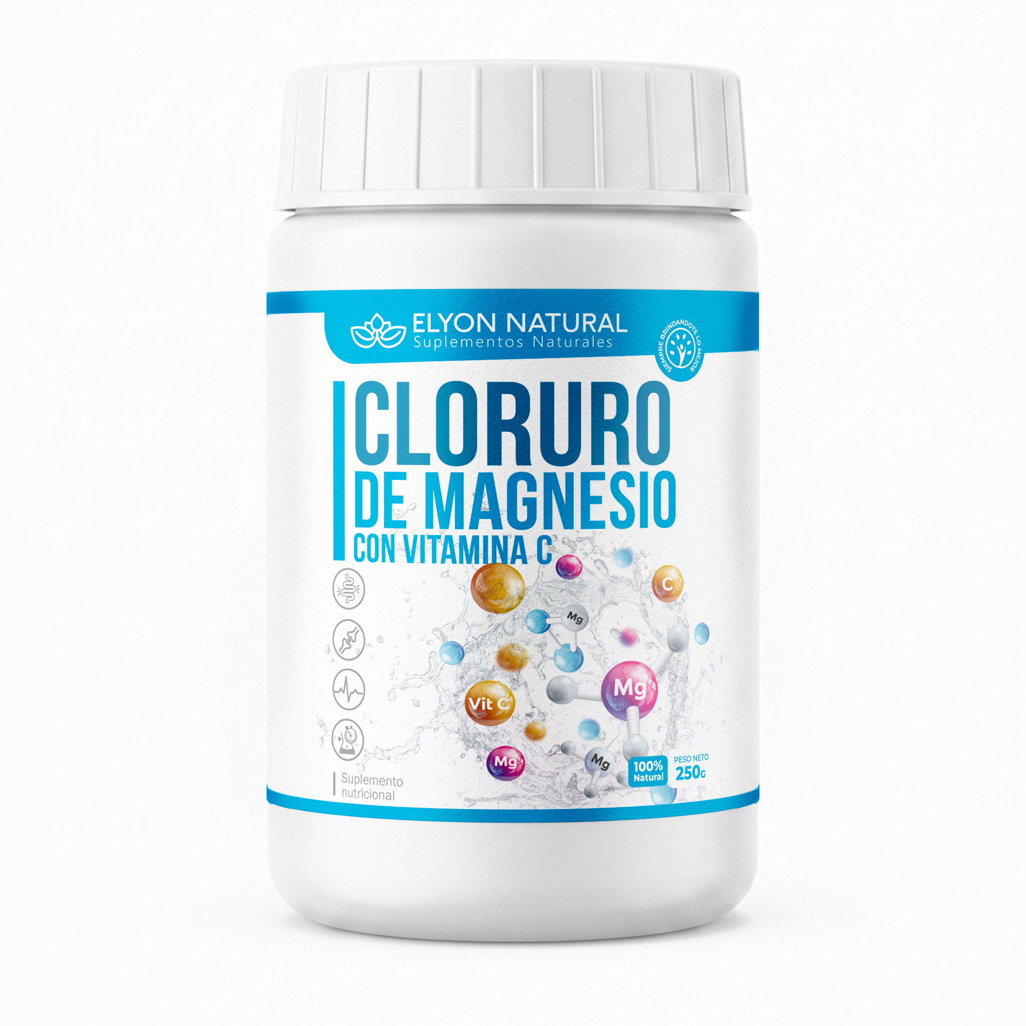 pote cloruro de magnesio 250g Cloruro de Magnesio y Vitamina C Polvo 250g: Vitalidad, Huesos Fuertes e Inmunidad. - Imagen 1