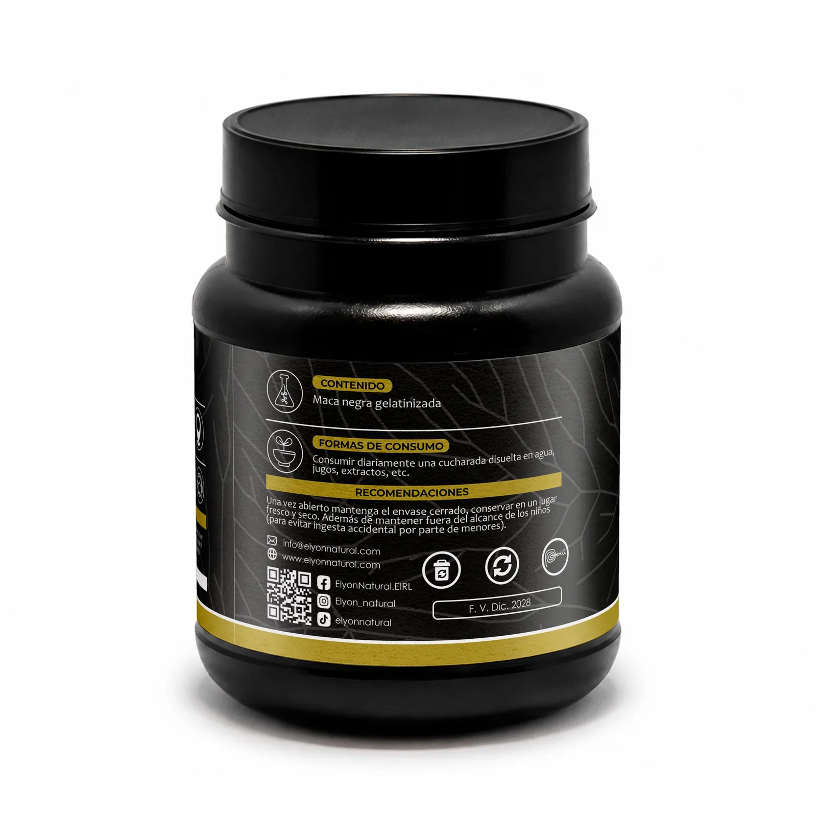 Maca Negra Gelatinizada Premium 500g | Elyon Natural, imagen 3