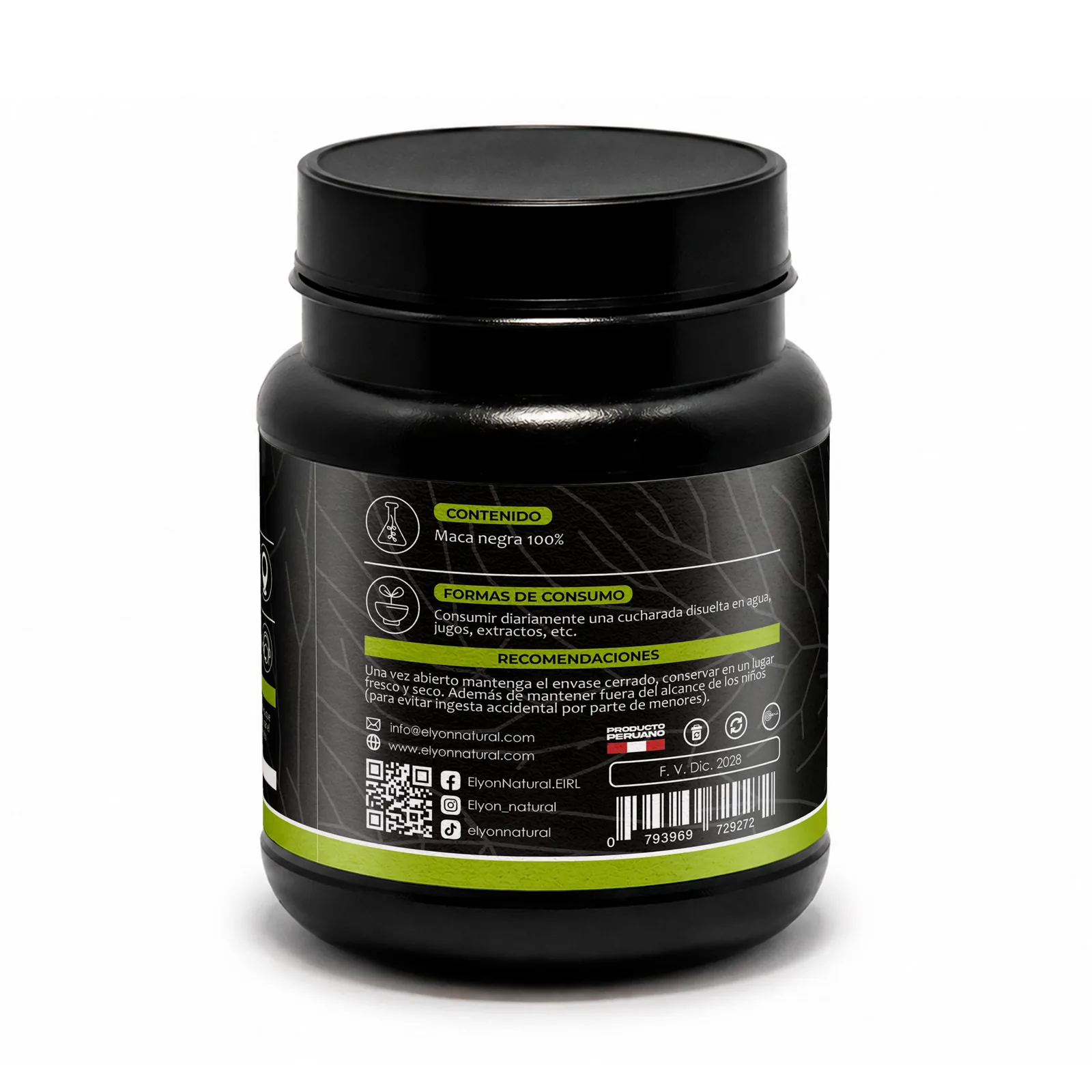 Maca Negra Pura 100% Premium 500g (Con Dosificador) | Elyon Natural, imagen 3