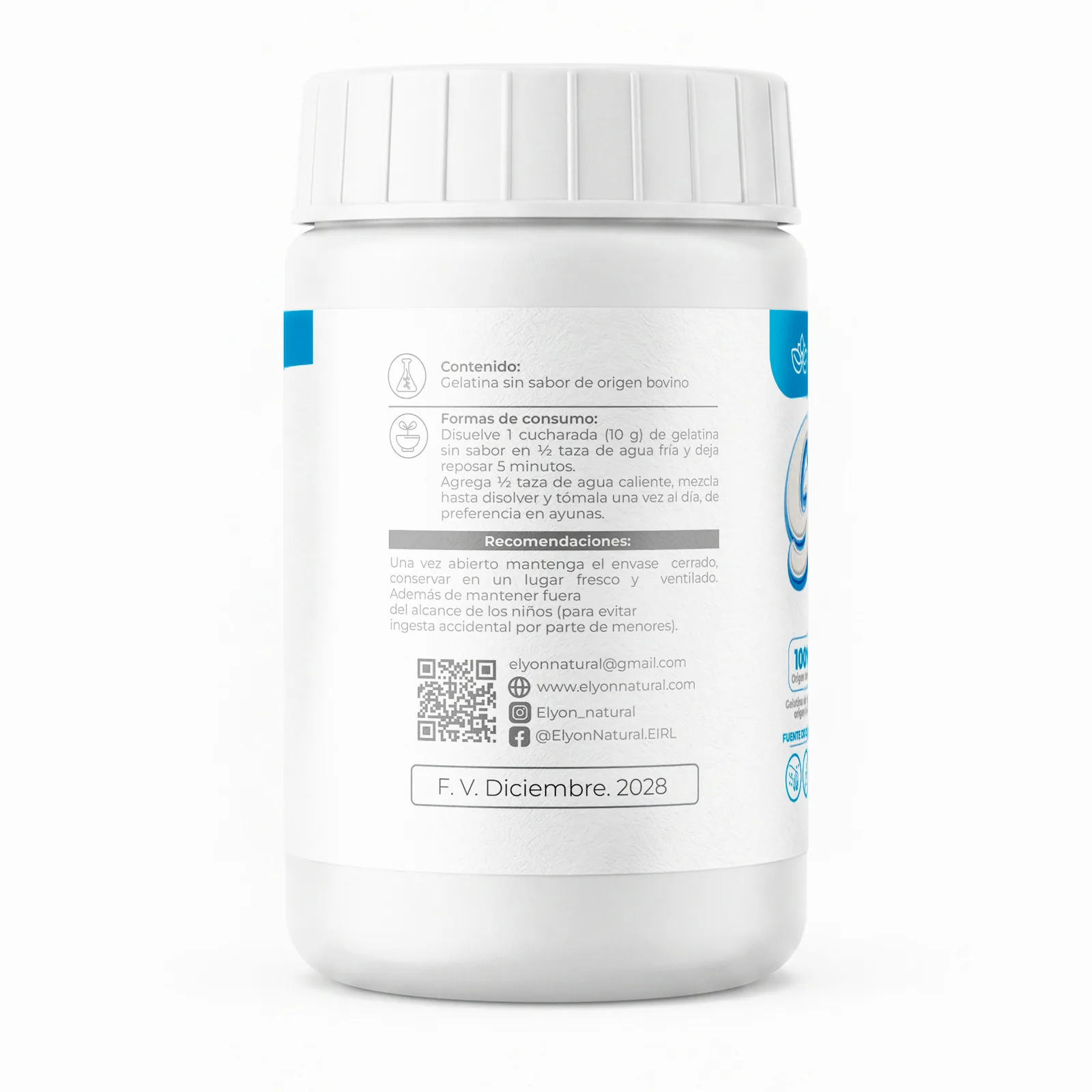Gelatina Sin Sabor 100% Origen Bovino 200g | Elyon Natural, imagen 3
