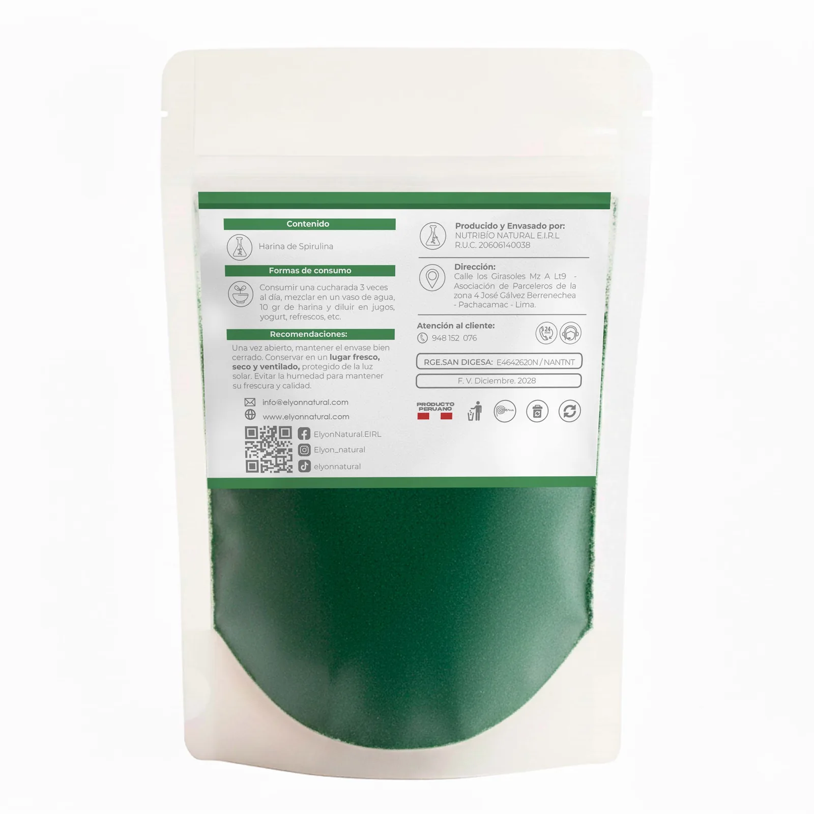 Sobre Spirulina en Polvo 100g – Elyon Natural, imagen 2