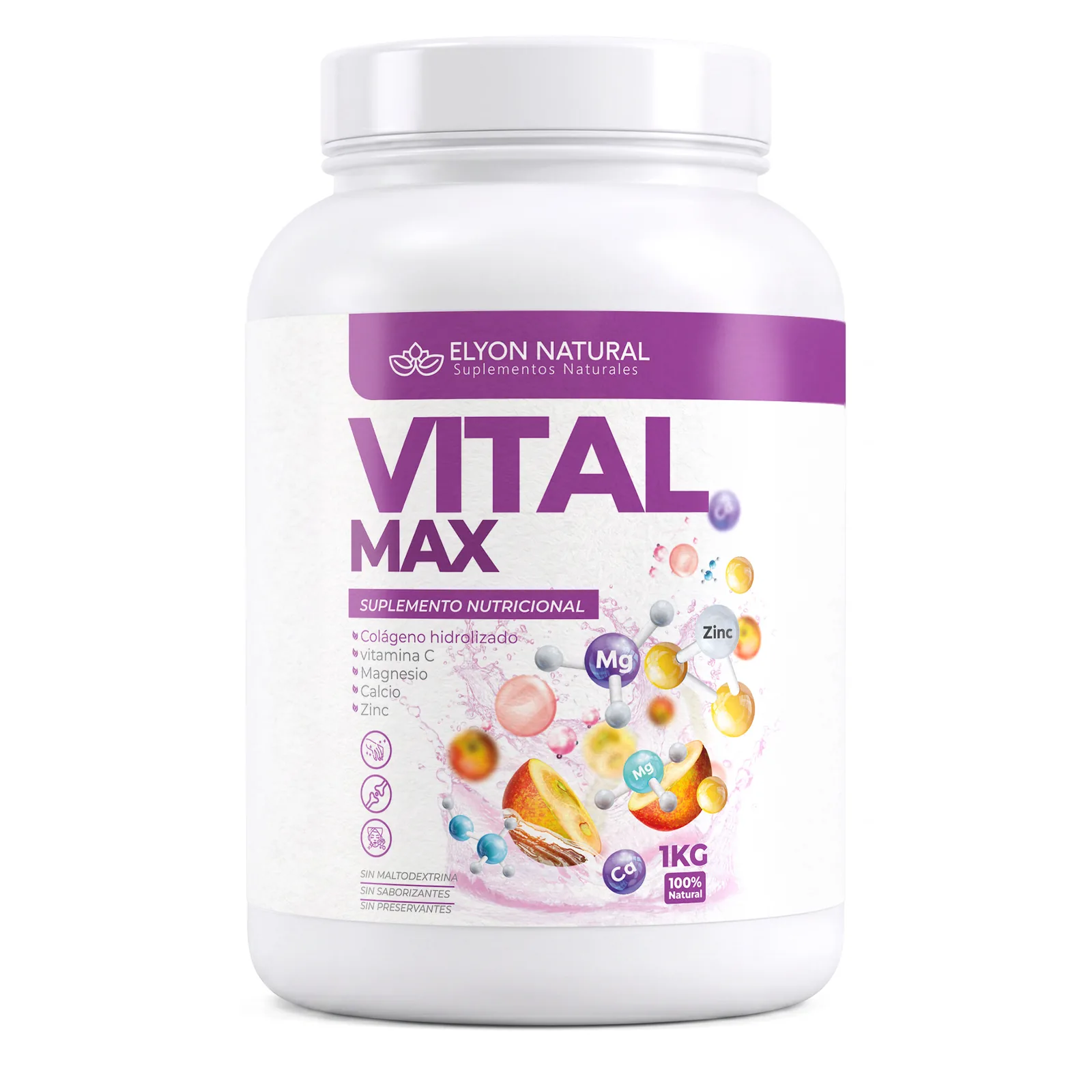 Colágeno Hidrolizado + Calcio, Zinc, Magnesio y Vitamina C 1kg – Huesos, Articulaciones y Piel | Elyon Natural, imagen 1
