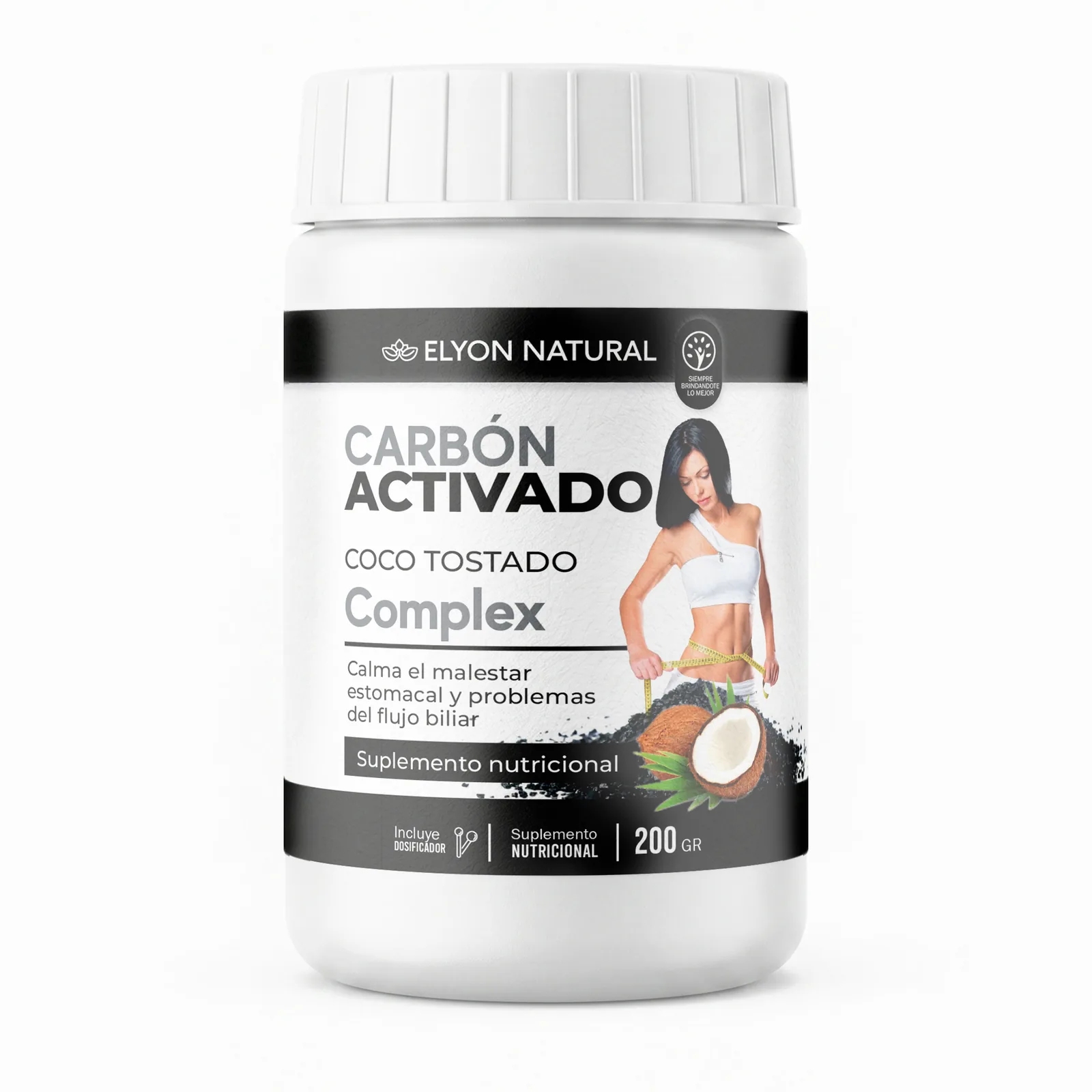Carbón Activado de Coco Complex Elyon Natural | Alivio Digestivo Premium (200g), imagen 2