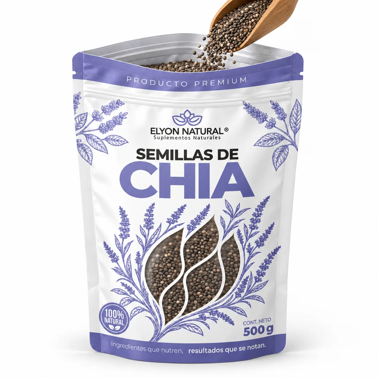 Sobre de Semillas de Chía x500g – Omega 3, Fibra y Antioxidantes Naturales, imagen 2