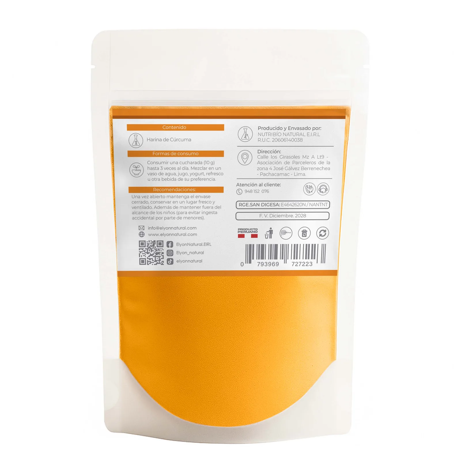Cúrcuma en polvo bolsa 100g, imagen 2