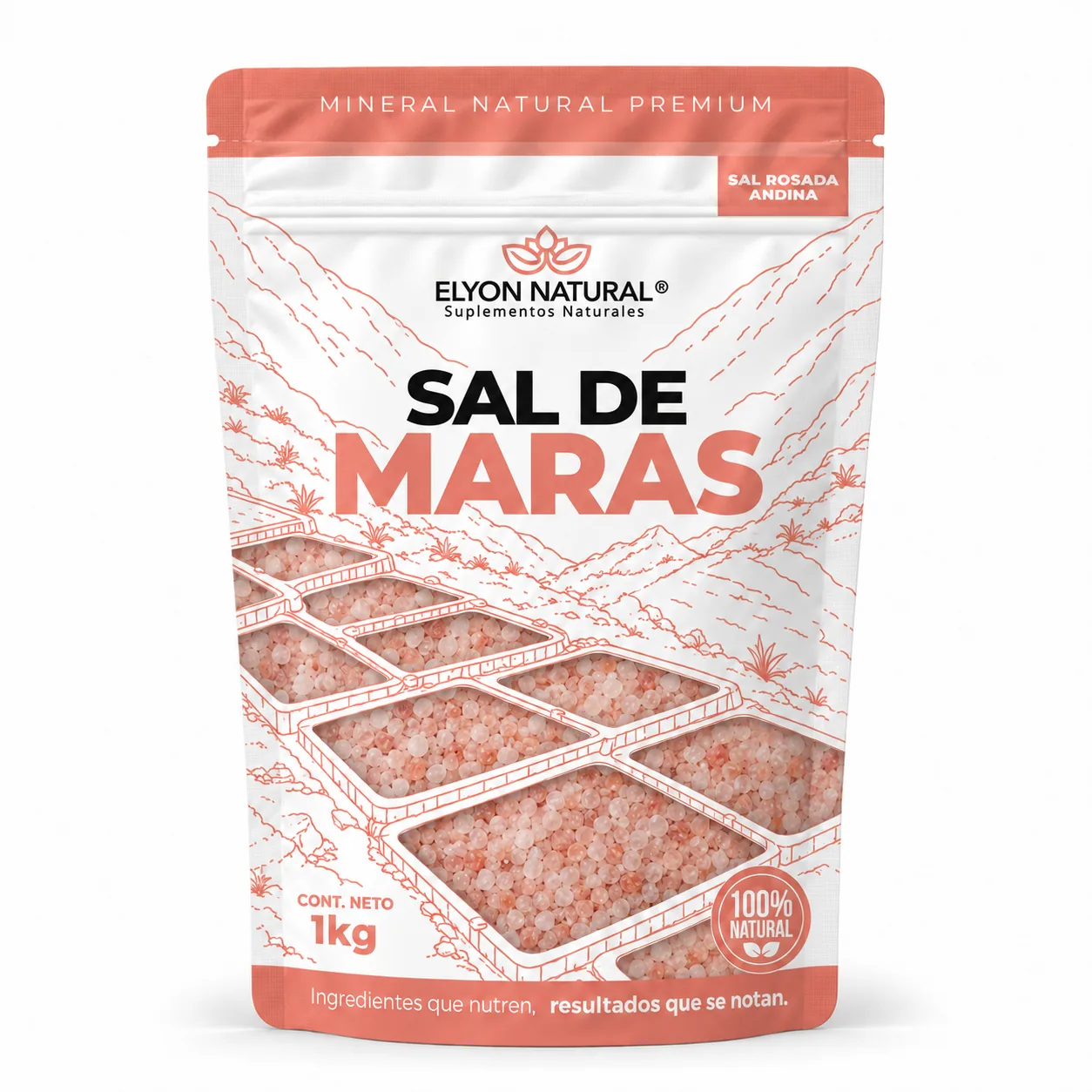Sobre de Sal Rosada de Maras x1kg – Sal Natural de Alta Calidad y Minerales, imagen 1