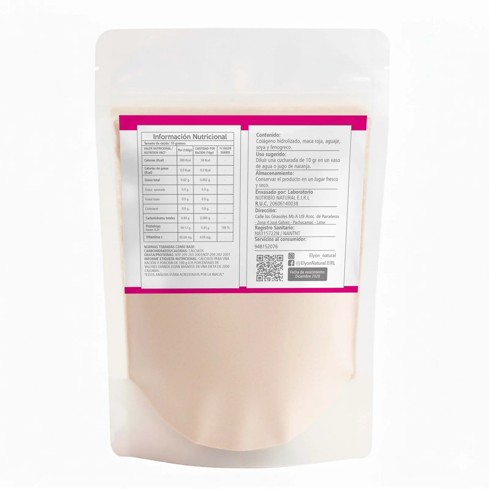 Sobre de Menovital Fem Collagen x100g – Apoyo Natural para Salud Femenina y Articulaciones, imagen 2