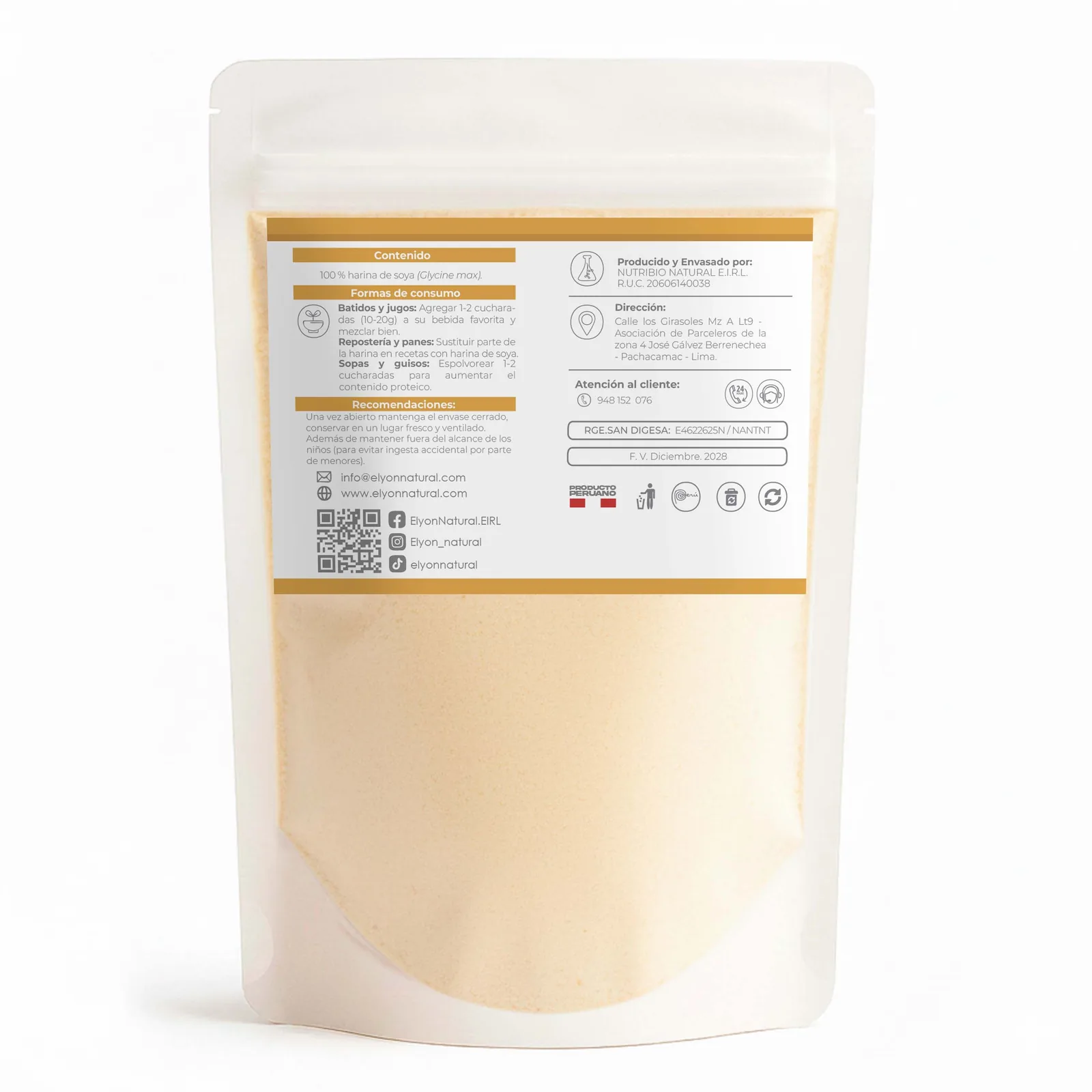 Sobre de Harina de Soya 200g – Proteína Vegetal Natural y Rica en Nutrientes, imagen 2