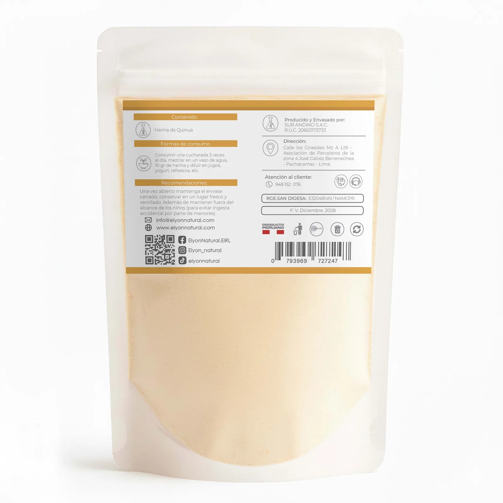 Sobre de Harina de Quinua x200g – Rica en Proteínas y Fibra para Recetas Saludables, imagen 2