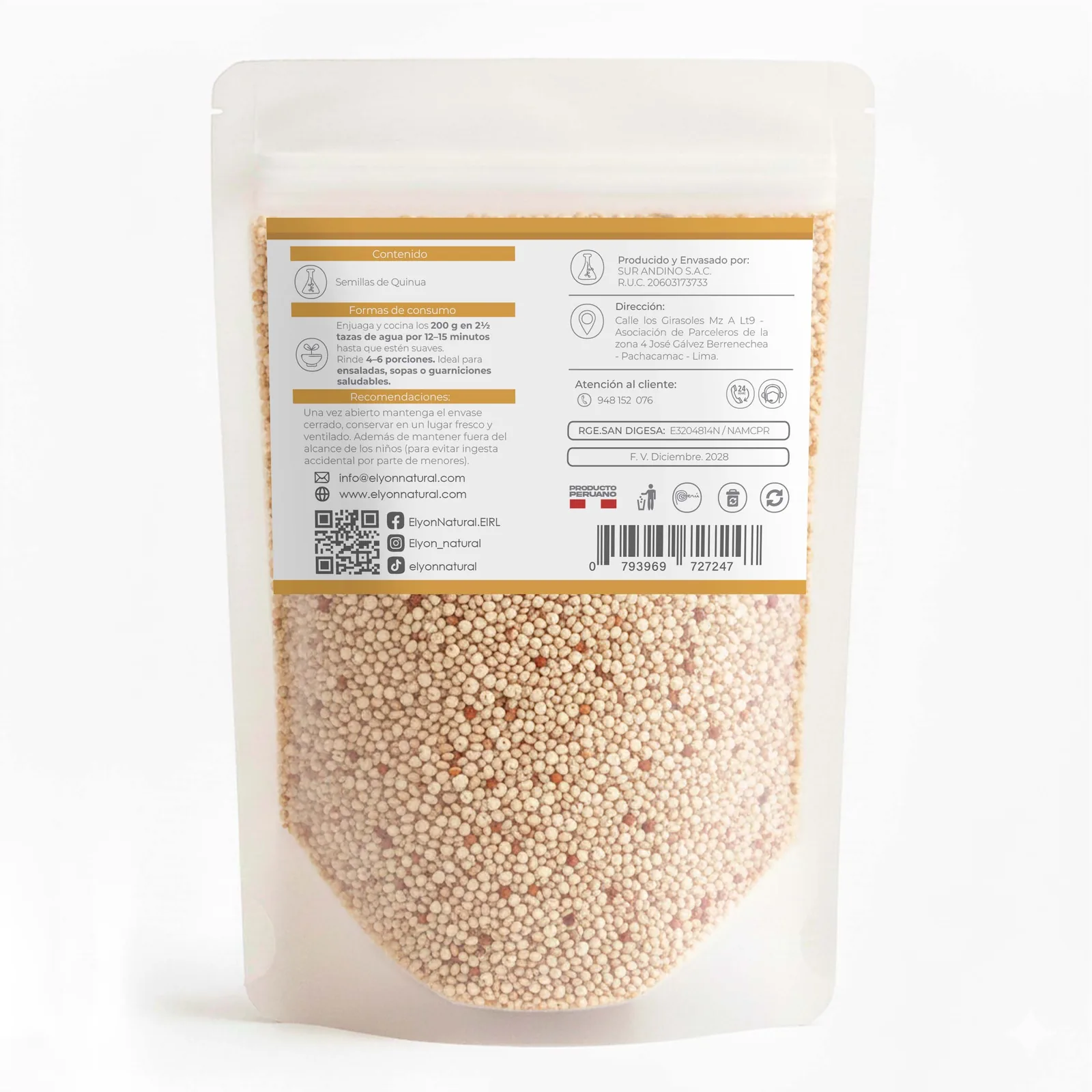 Sobre de Semillas de Quinua x200g – Fuente de Proteínas, Fibra y Nutrientes Naturales, imagen 2