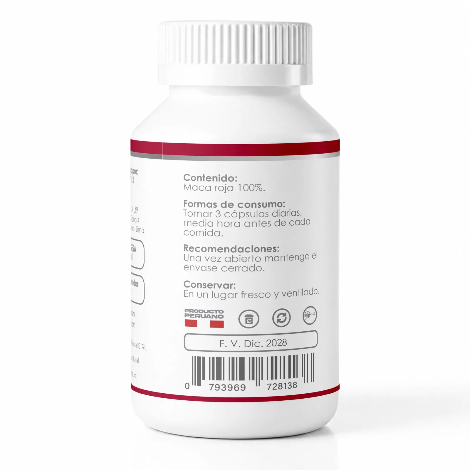 Maca Roja Premium Complex Elyon Natural x 100 cápsulas, imagen 3