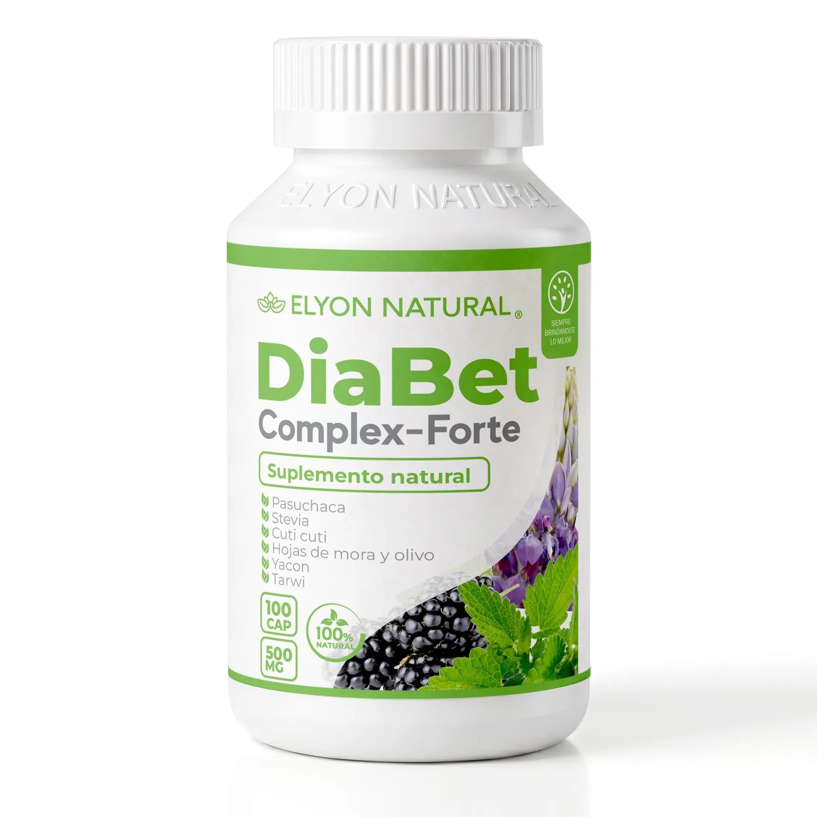 DiaBet con Pasuchaca y Stevia 100 cápsulas | Elyon Natural, imagen 1