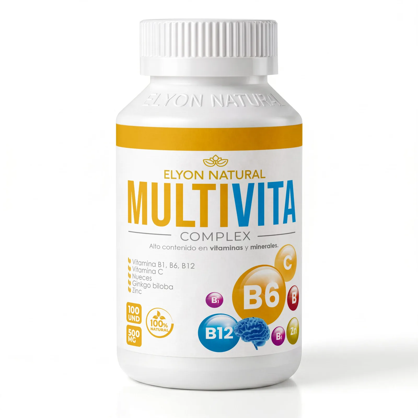 Multivita Complex 100 Cápsulas | Energía, Foco y Memoria con Ginkgo Biloba y Complejo B