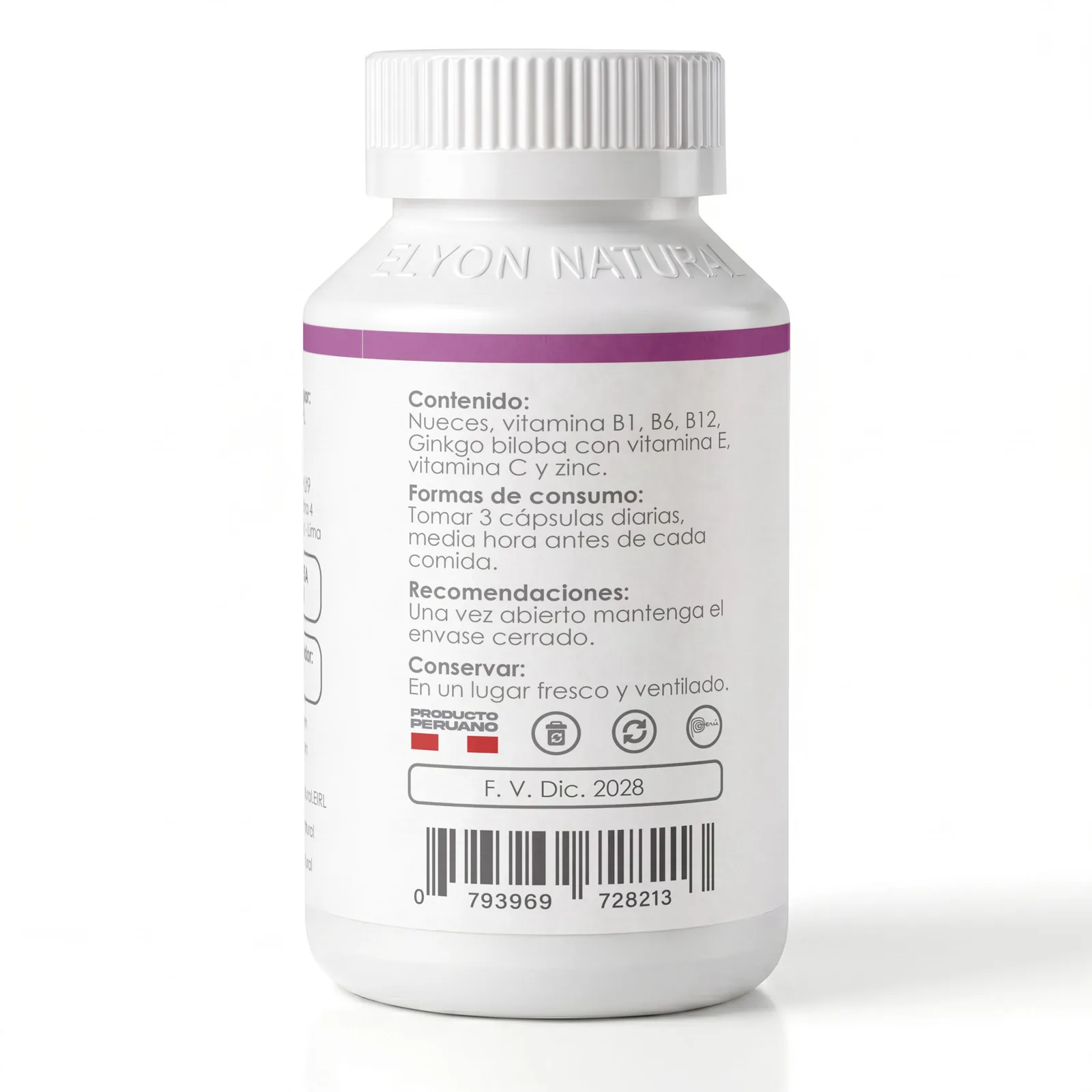 Neuro Cerebral Complex | Concentración, Memoria y Energía Mental | Elyon Natural x 100 cápsulas, imagen 3