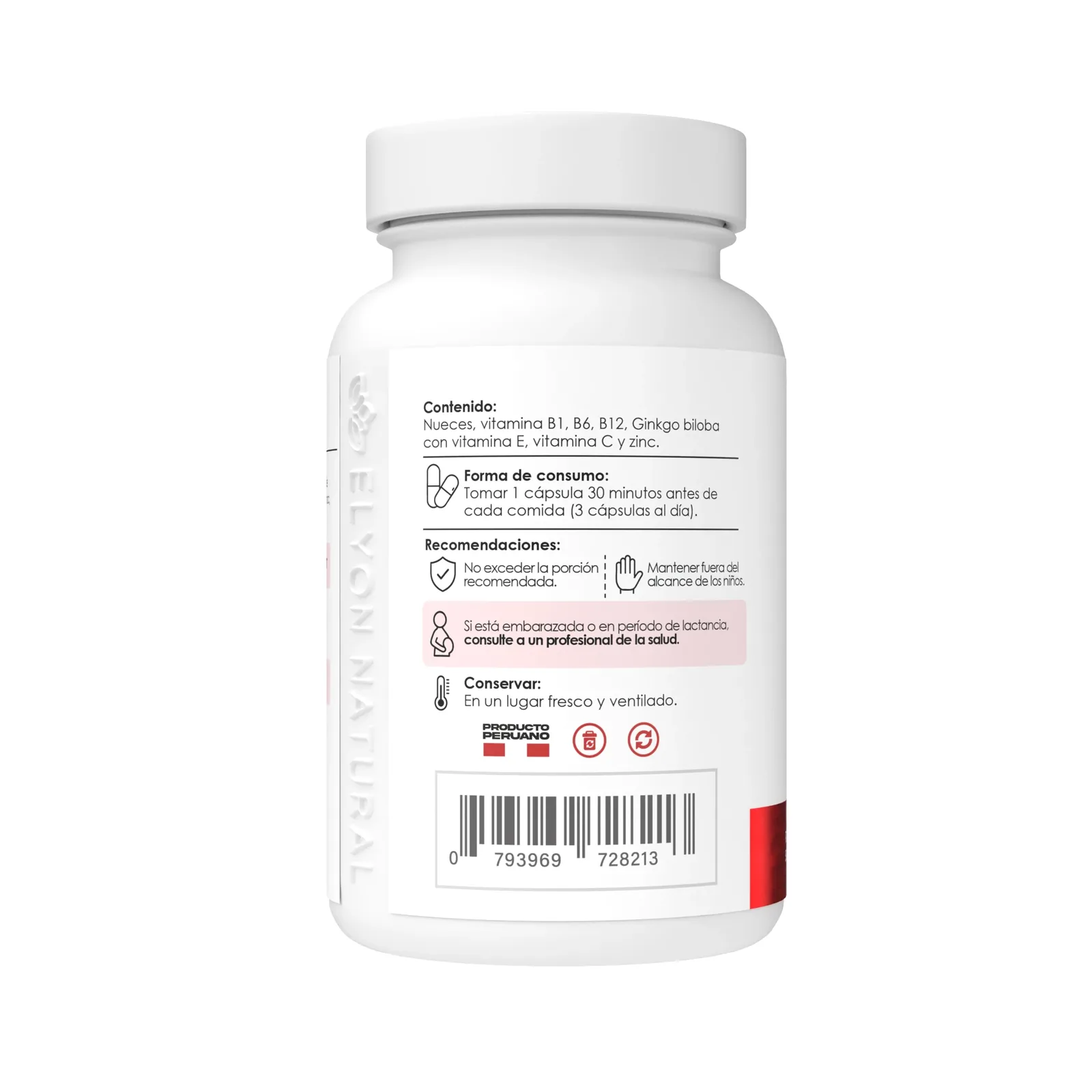Neuro Cerebral Complex | Concentración, Memoria y Energía Mental | Elyon Natural x 100 cápsulas, imagen 4