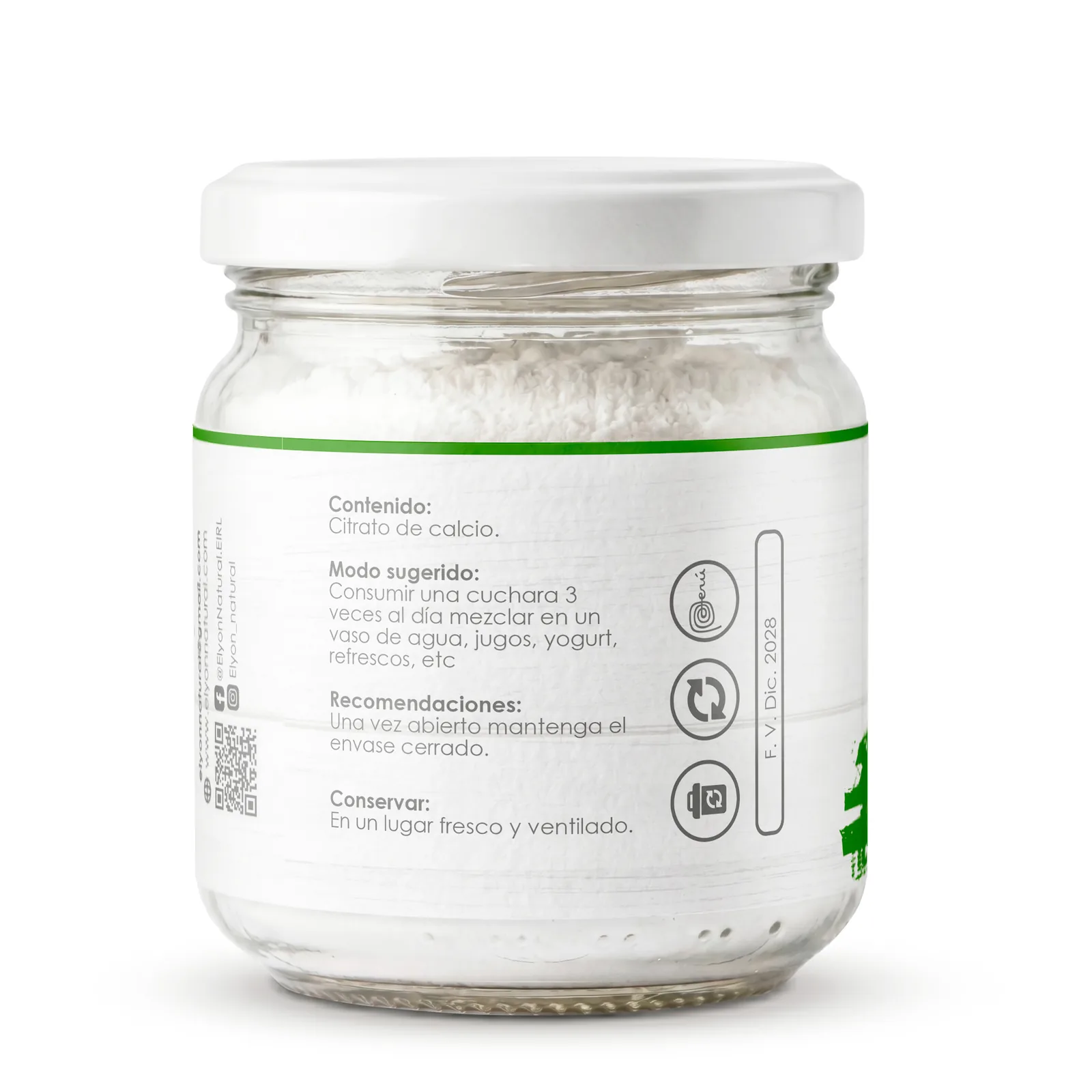 Citrato de Calcio en Polvo Instantáneo 100g – Suplemento Premium 100% Natural | Elyon Natural, imagen 3