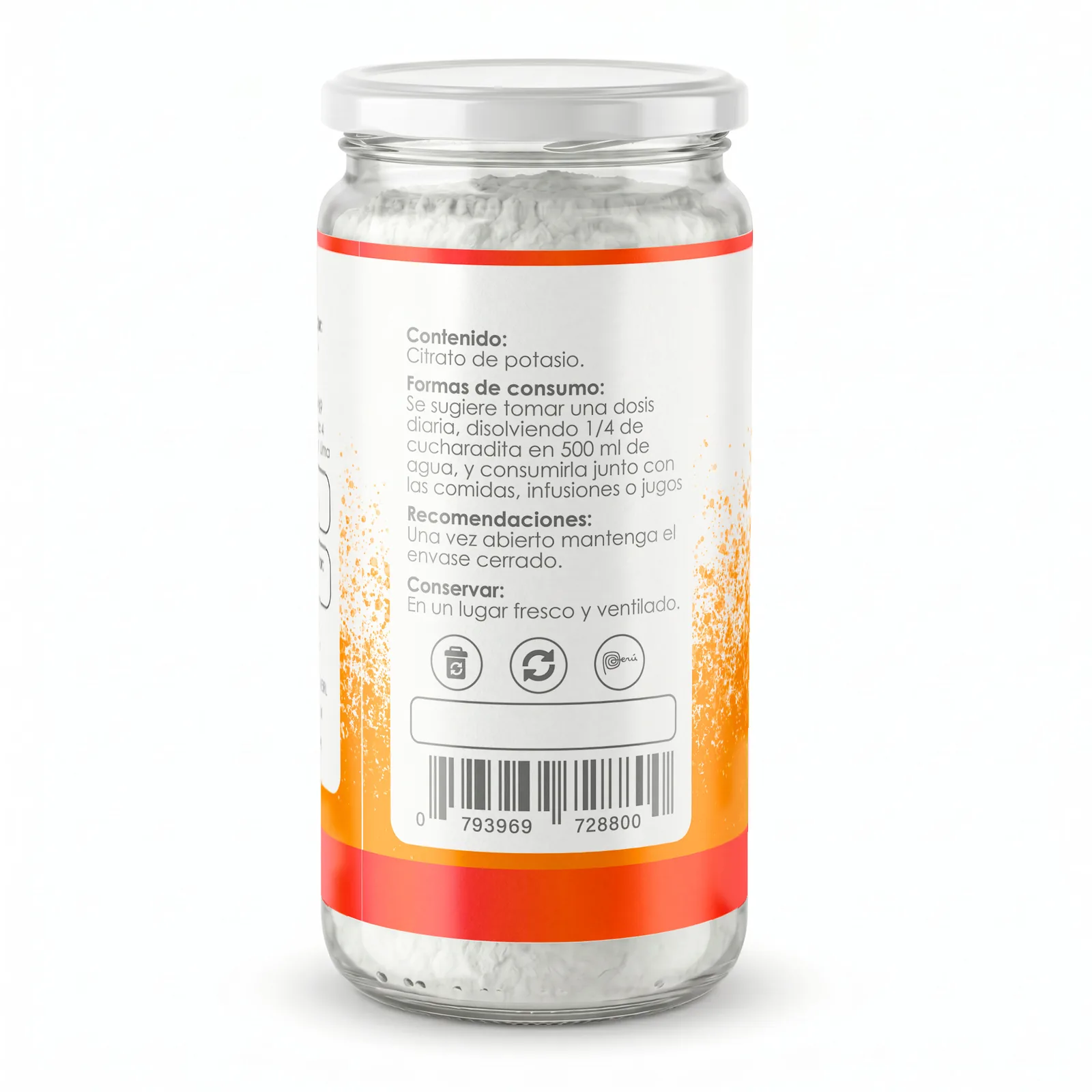 Citrato de Potasio Puro en Polvo 500g (Procedencia Alemana) | Elyon Natural, imagen 3