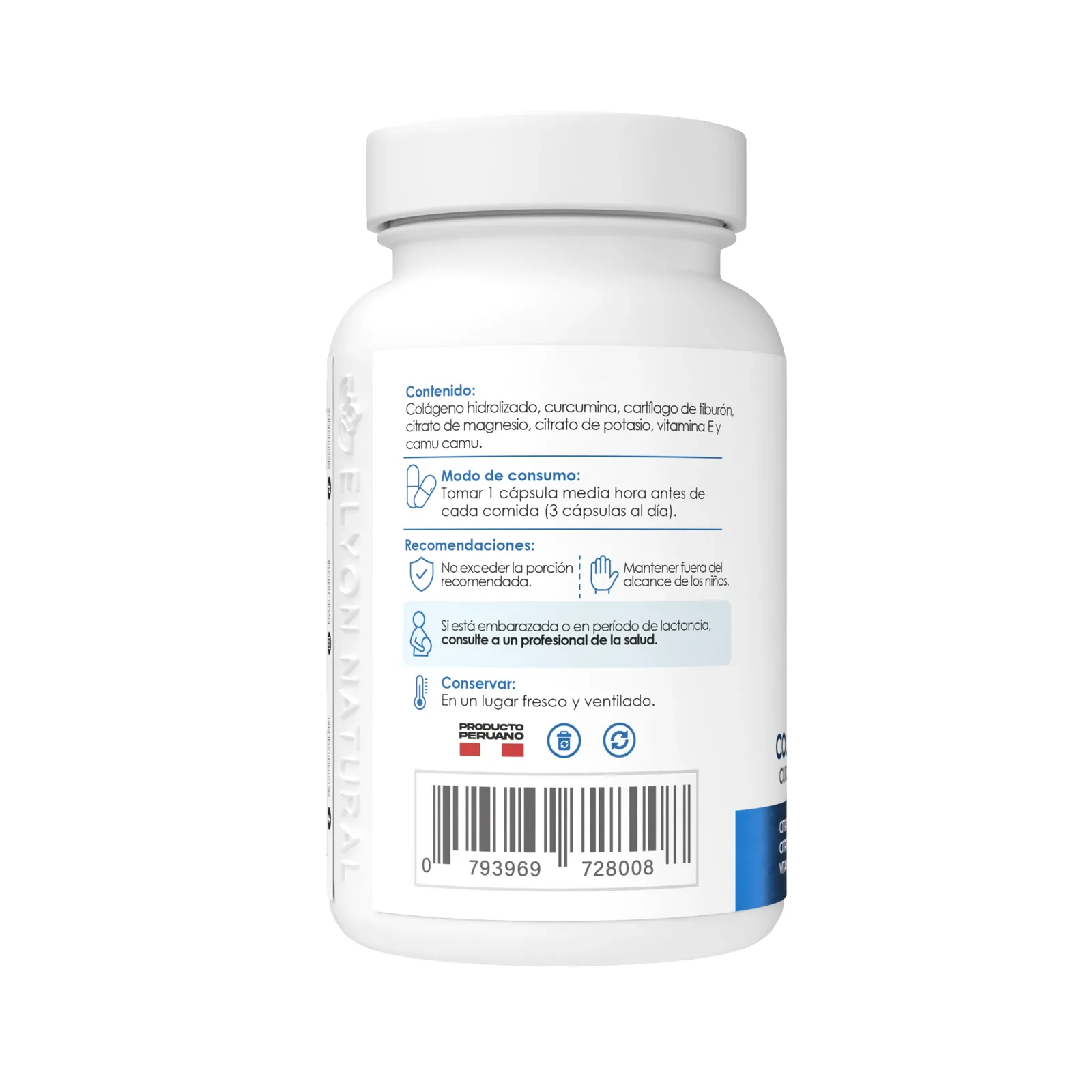 Colágeno Hidrolizado, curcumina, cartílago de tiburón, citrato de magnesio, citrato de potasio, vitamina e y camu camu 100caps, imagen 4