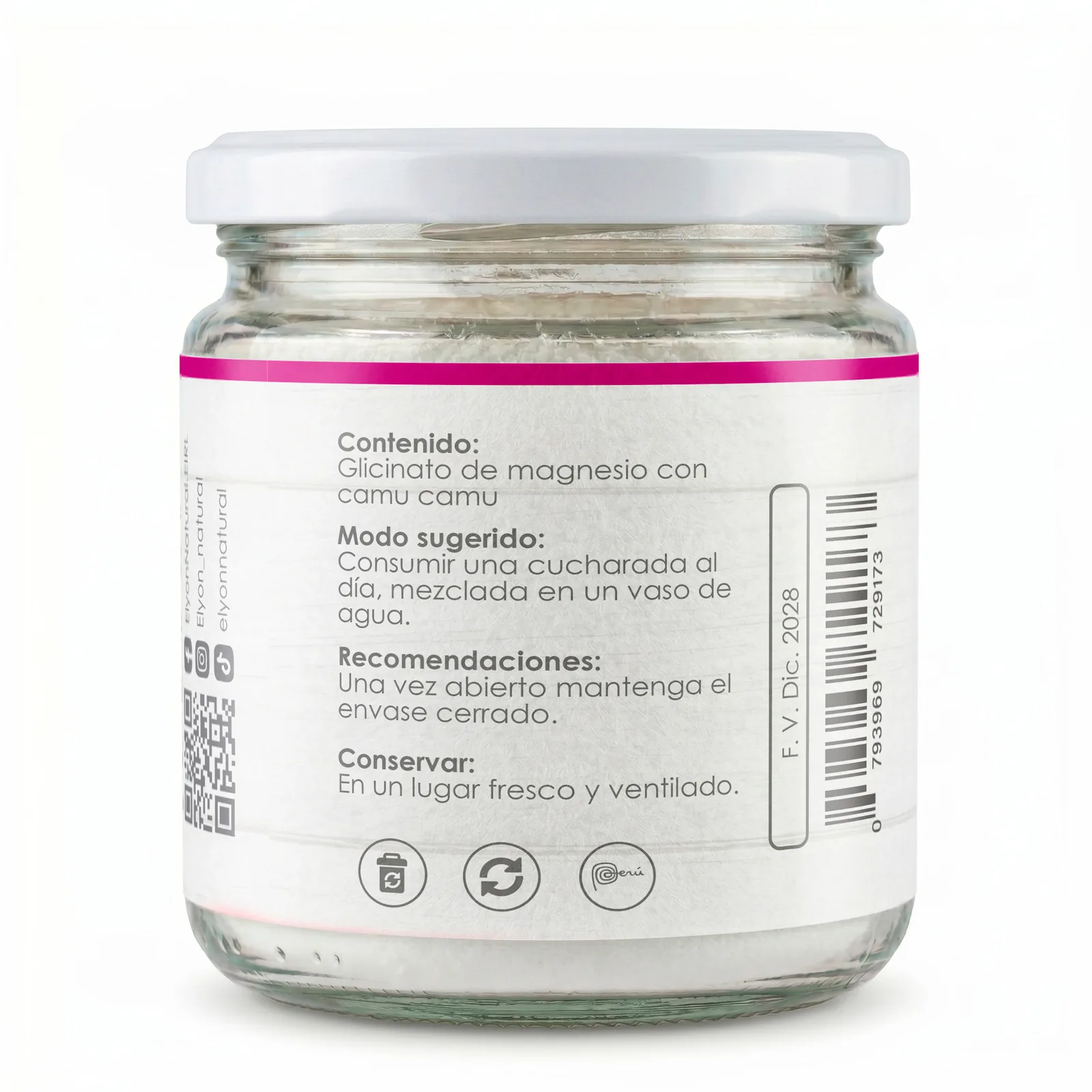 Glicinato de Magnesio Polvo Instantáneo + Camu Camu 250g, imagen 3
