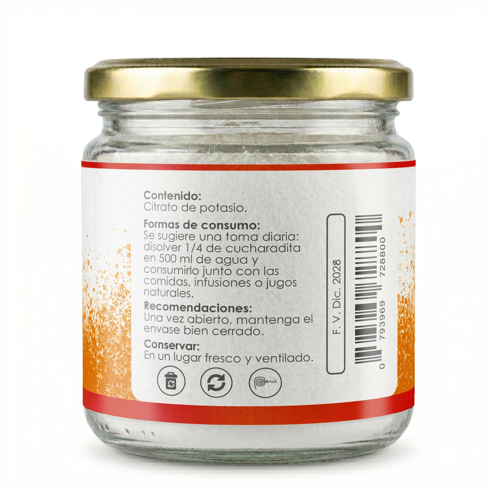 Citrato de Potasio en Polvo Premium (Procedencia Alemana) 250g – Elyon Natural, imagen 3
