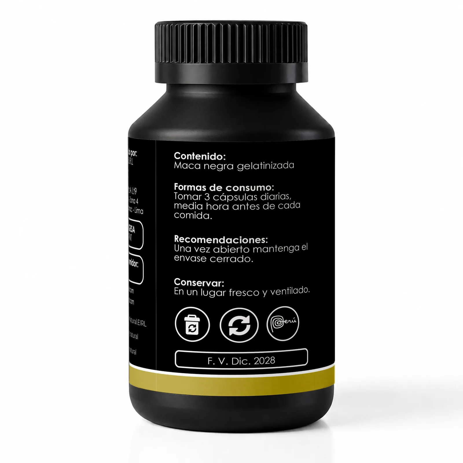Maca Negra Gelatinizada Elyon Natural 500 mg – 100 Cápsulas, imagen 3